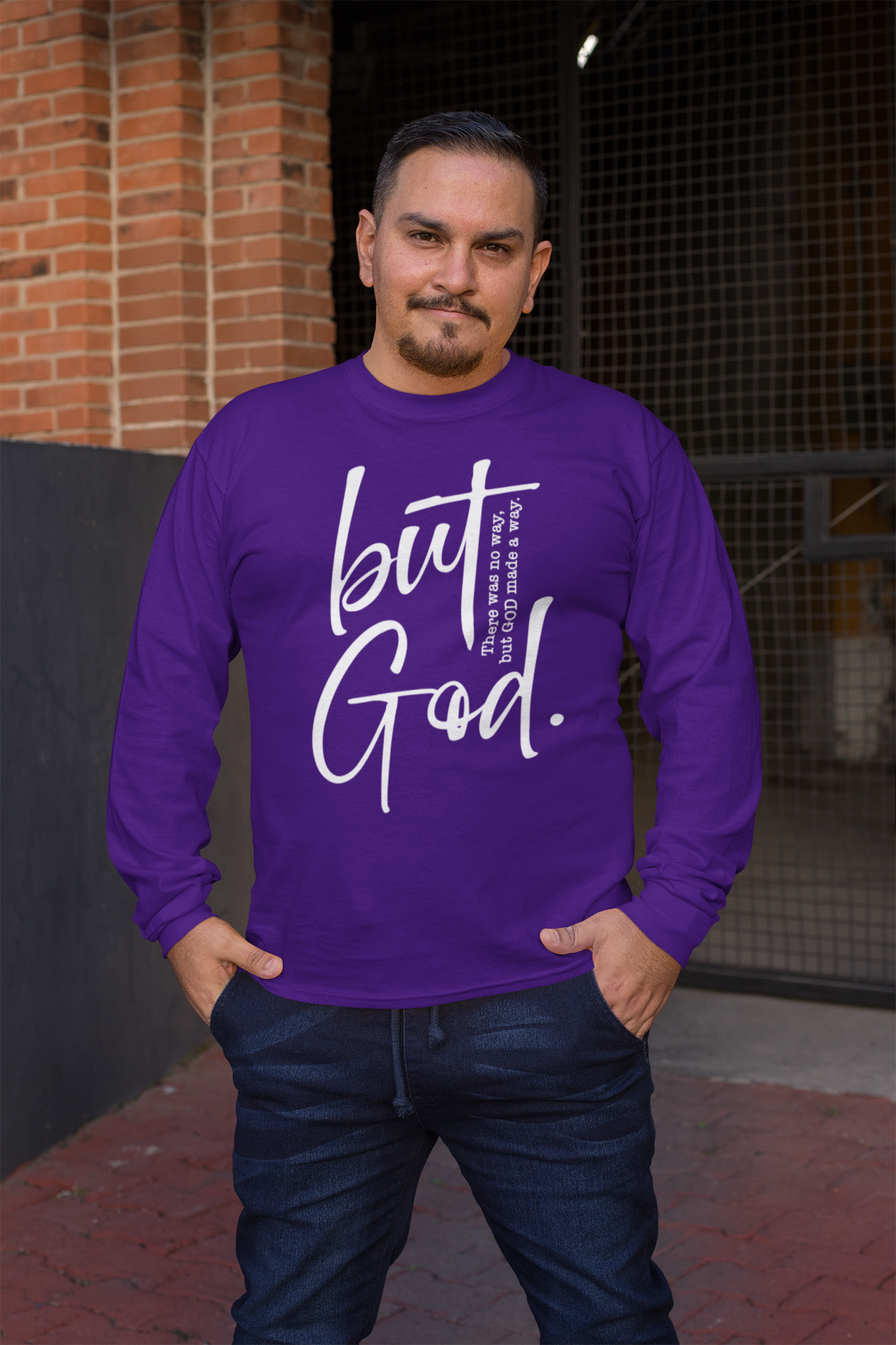 But God Ephesians 3:20 Long Sleeve Tee - Unisex Cotton Shirt - River Front Creations Store