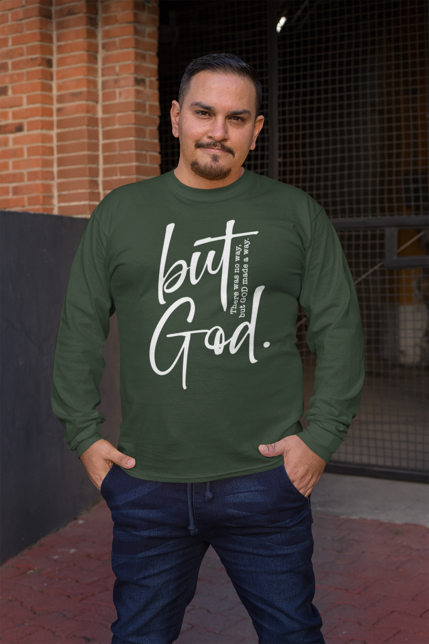 But God Ephesians 3:20 Long Sleeve Tee - Unisex Cotton Shirt - River Front Creations Store