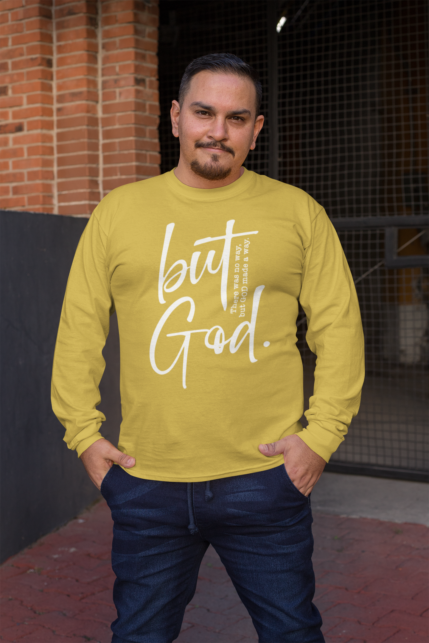 But God Ephesians 3:20 Long Sleeve Tee - Unisex Cotton Shirt - River Front Creations Store