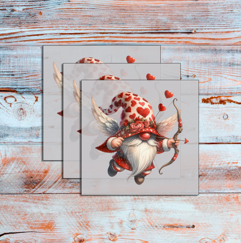 DTF Cupid, Valentine Gnome, Valentine Heart, Valentine, Red Hearts, Colorful DTF, Custom DTF, Direct To Film, Gift, - River Front Creations Store