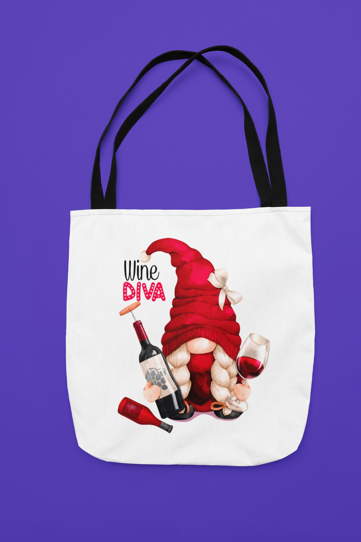 DTF Gnome Wine Diva, Custom DTF, Wine, Direct To Film, Gnome Transfer Image - River Front Creations Store