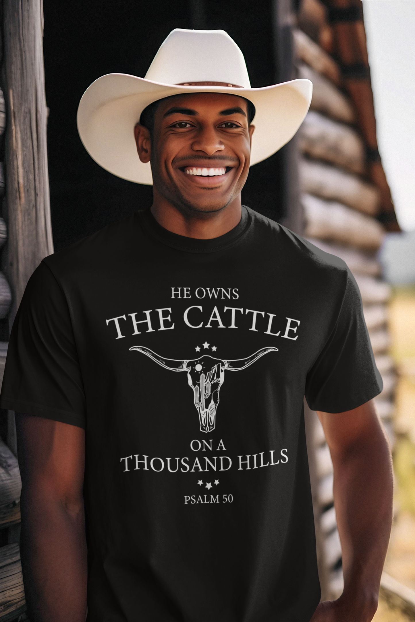 He owns the cattle on a thousand hills - Unisex Heavy Cotton Tee - River Front Creations Store