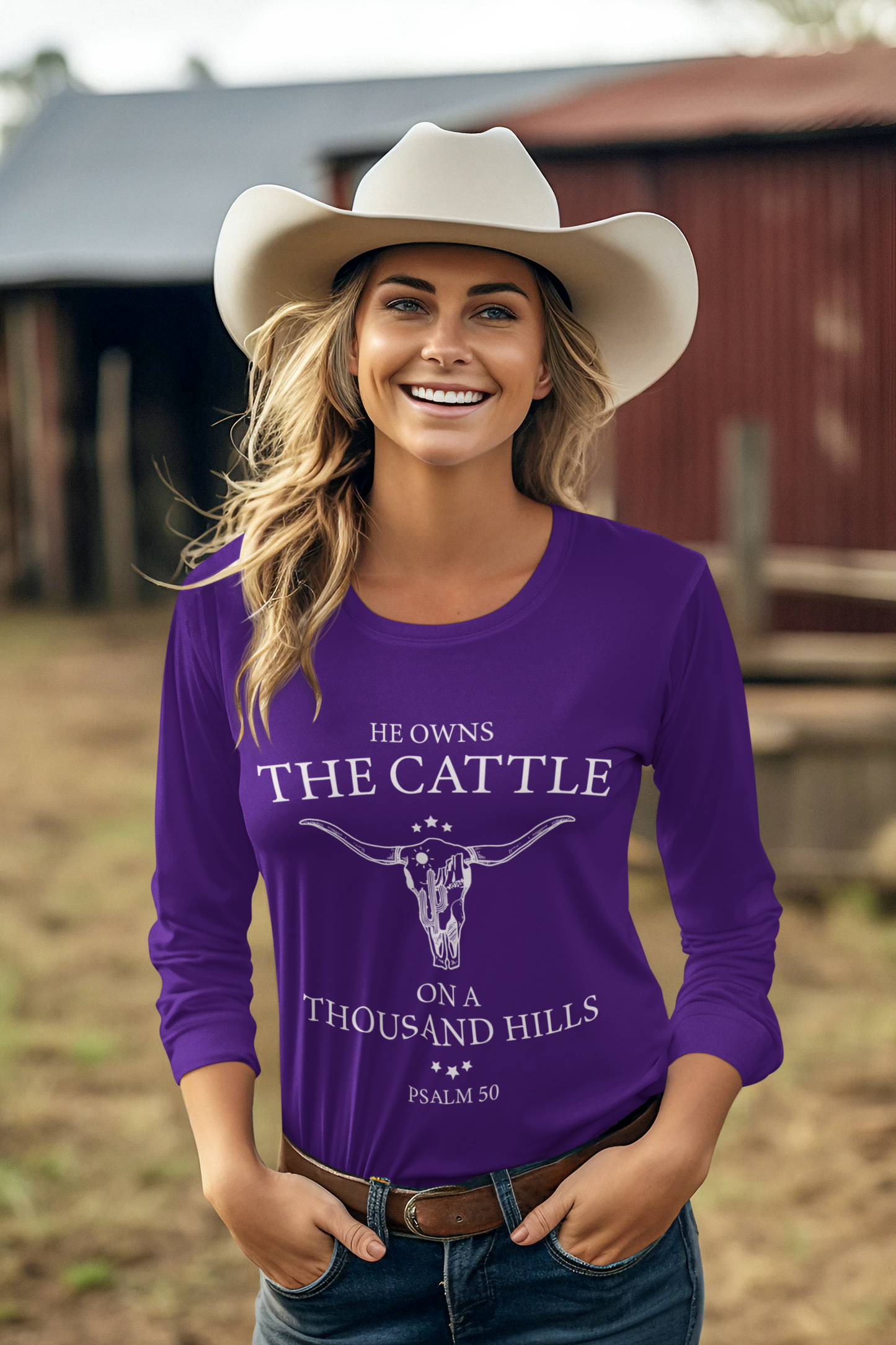 He owns the cattle on a thousand hills Psalm 50 - Unisex Cotton Shirt - River Front Creations Store