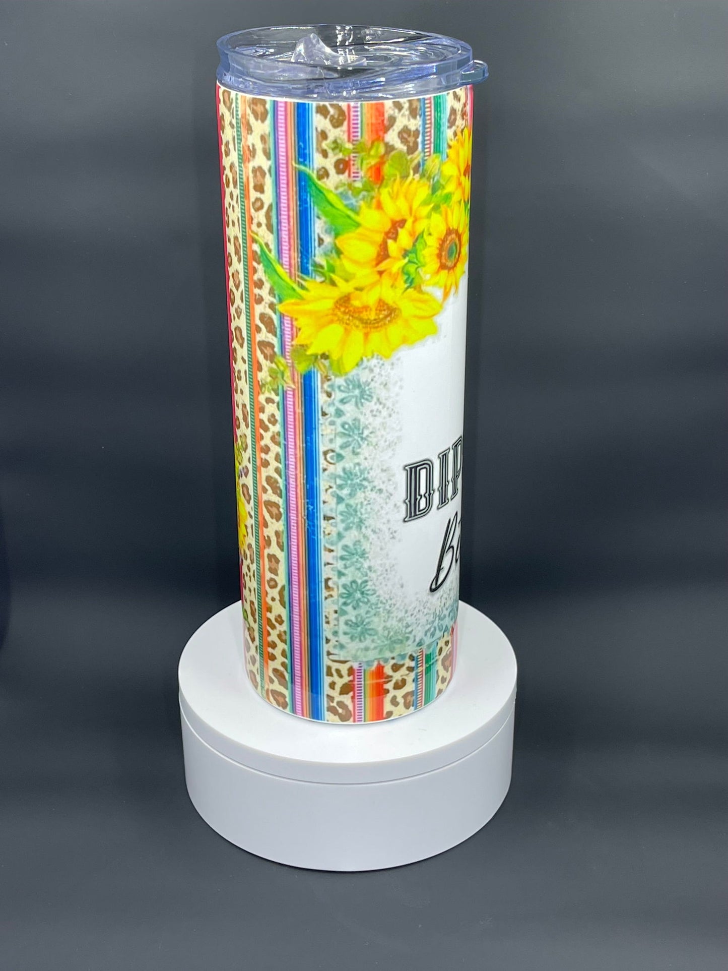"I don't speak Dipshit" Sunflower Leopard Aztec Tumbler - River Front Creations Store