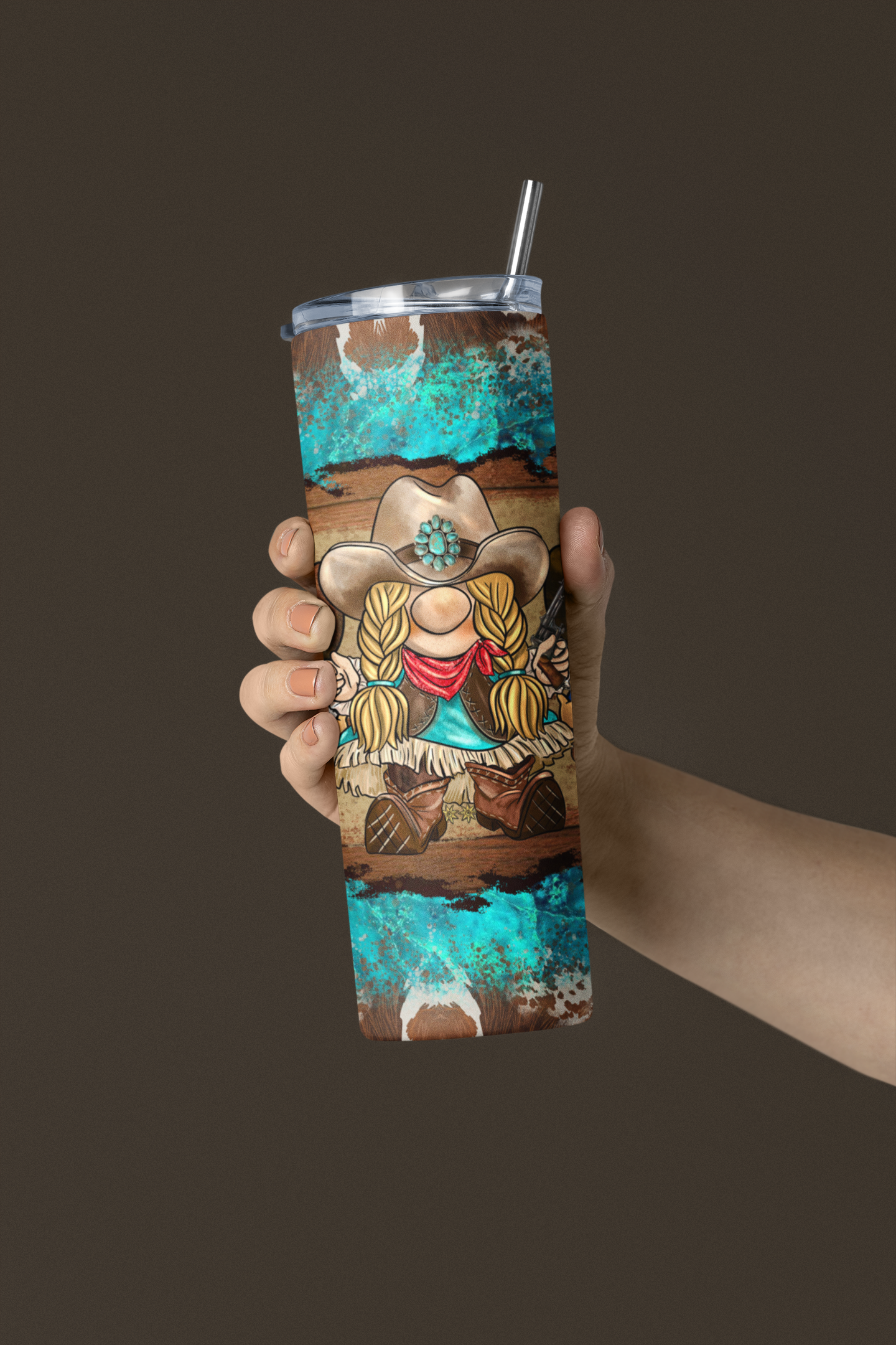 Western Turquoise Gnome Stainless Steel Tumbler - River Front Creations Store