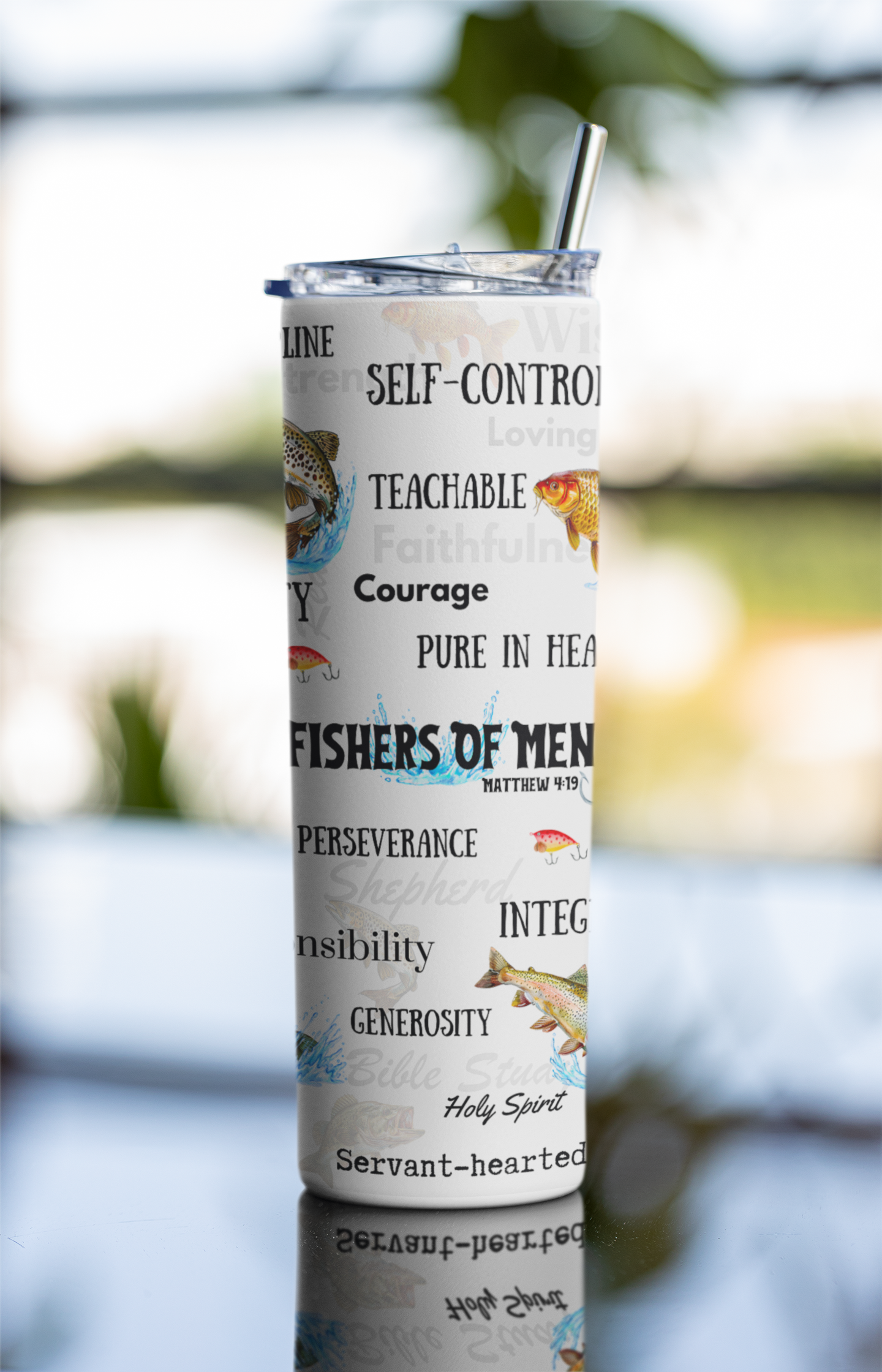 Fisher of Men, Matthew 4:19, Sublimation, Bible Verse Skinny Tumbler, Christian Theme