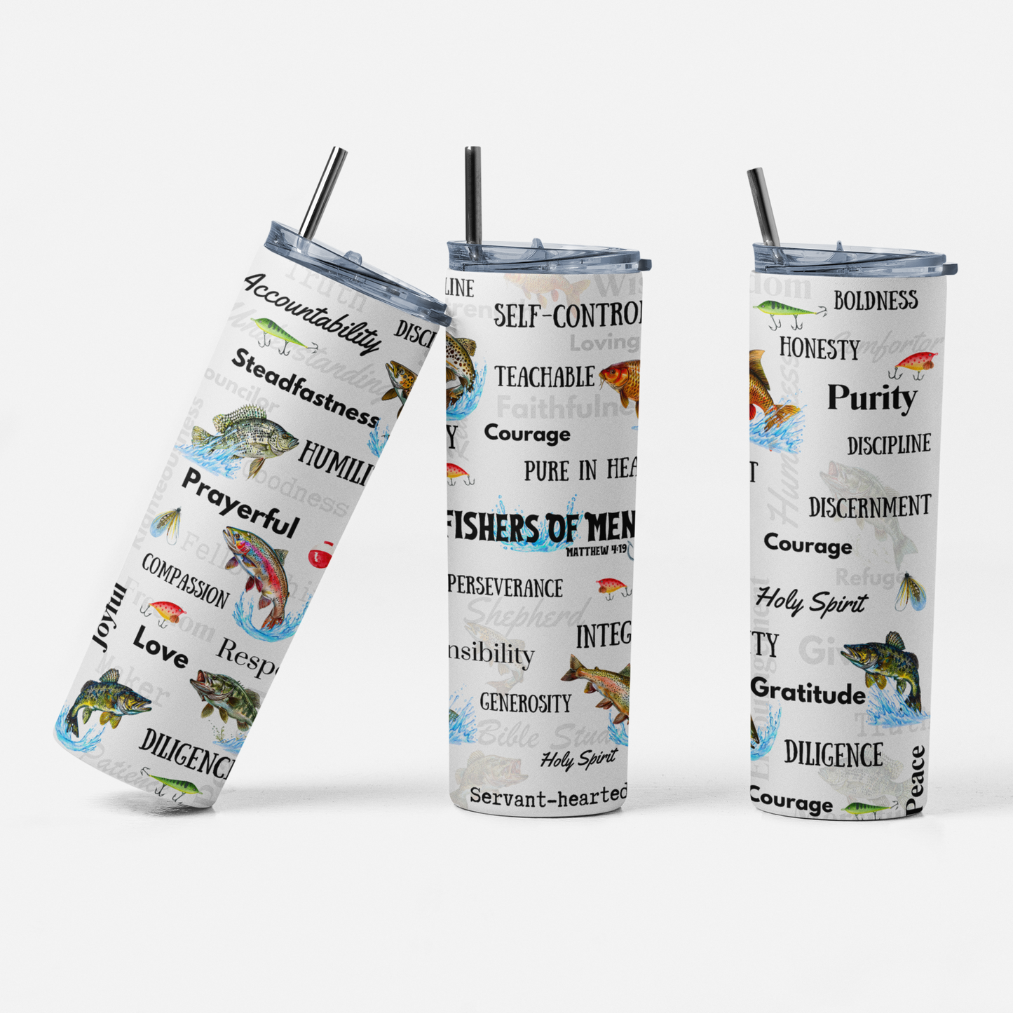 Fisher of Men, Matthew 4:19, Sublimation, Bible Verse Skinny Tumbler, Christian Theme