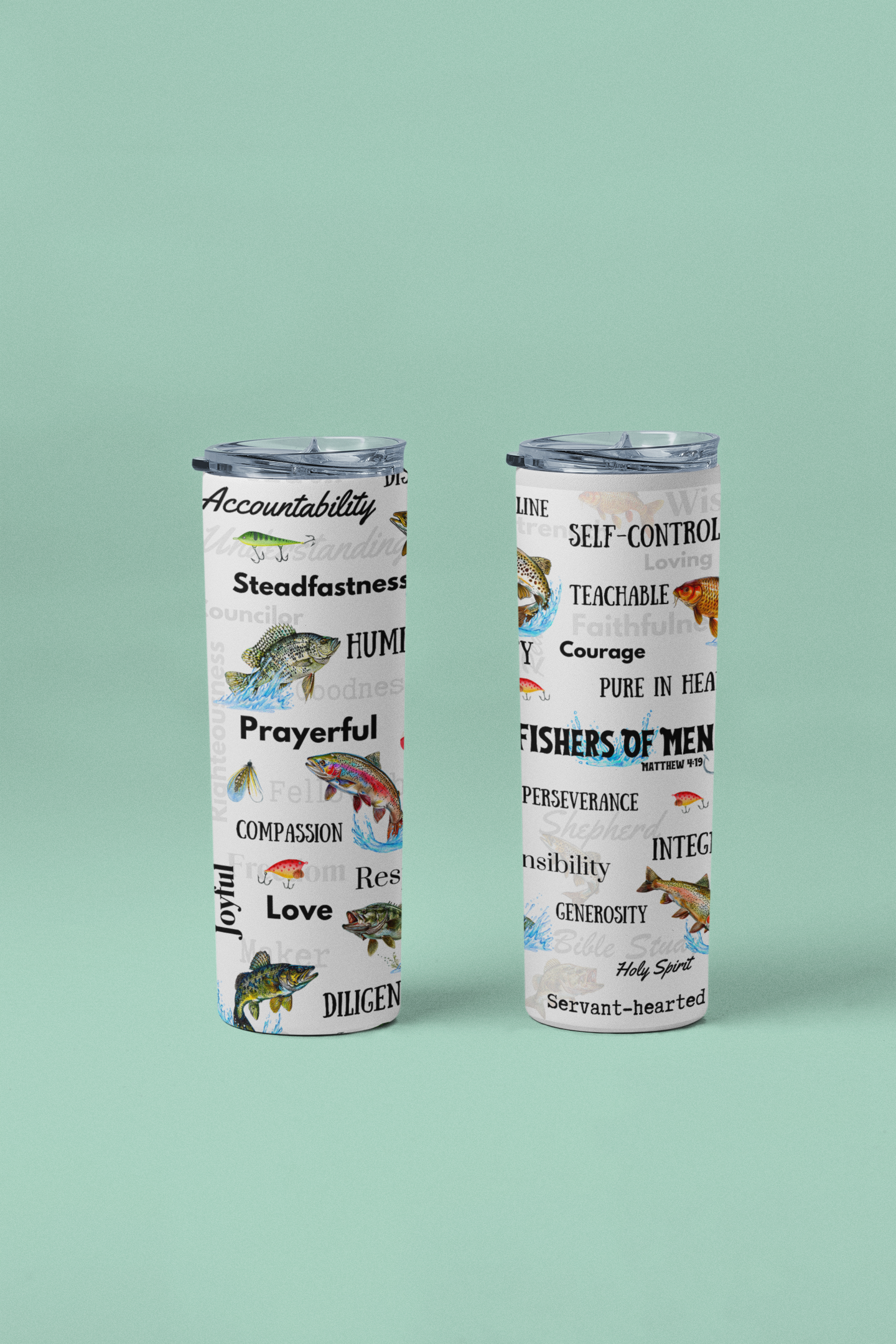 Fisher of Men, Matthew 4:19, Sublimation, Bible Verse Skinny Tumbler, Christian Theme