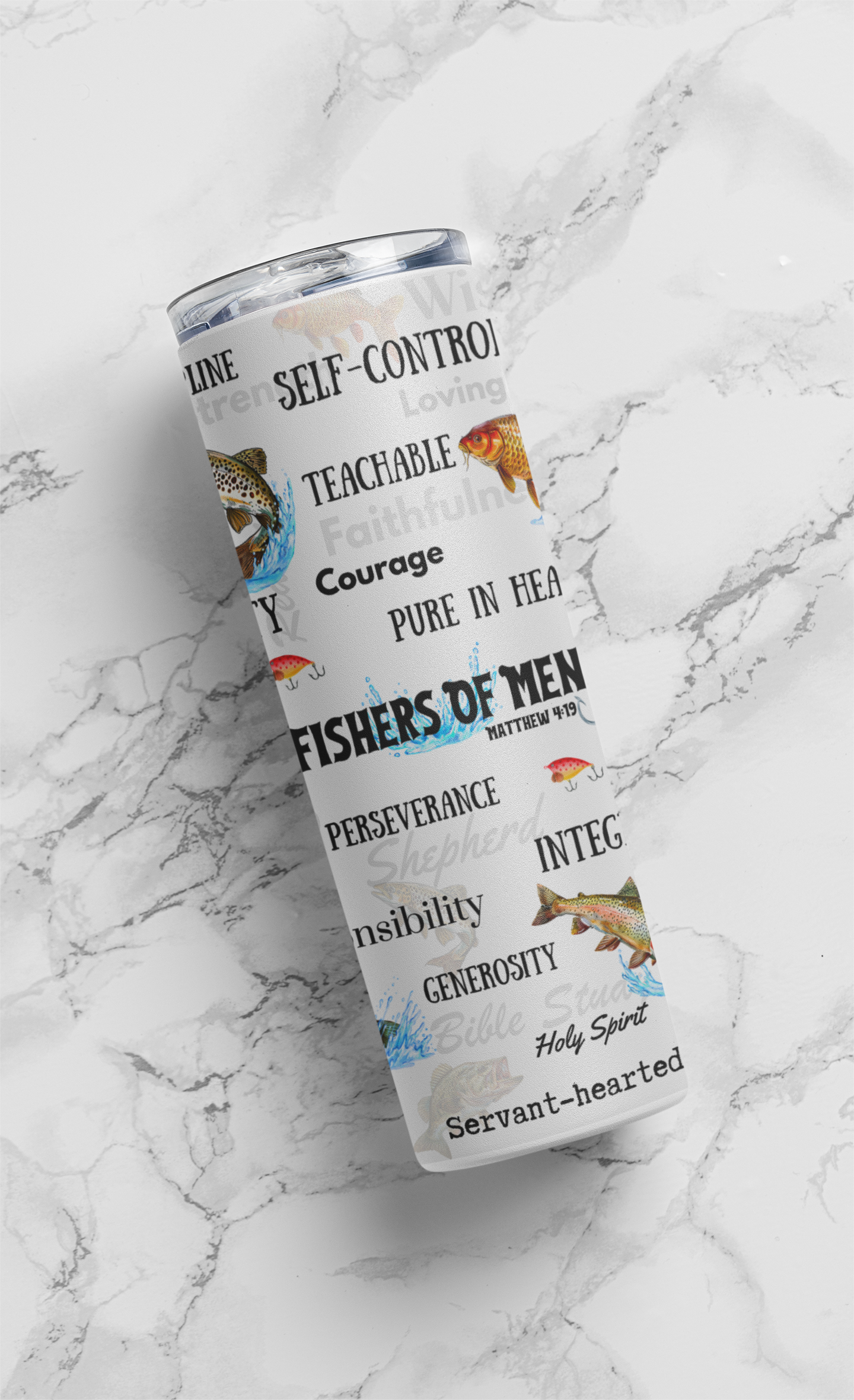 Fisher of Men, Matthew 4:19, Sublimation, Bible Verse Skinny Tumbler, Christian Theme