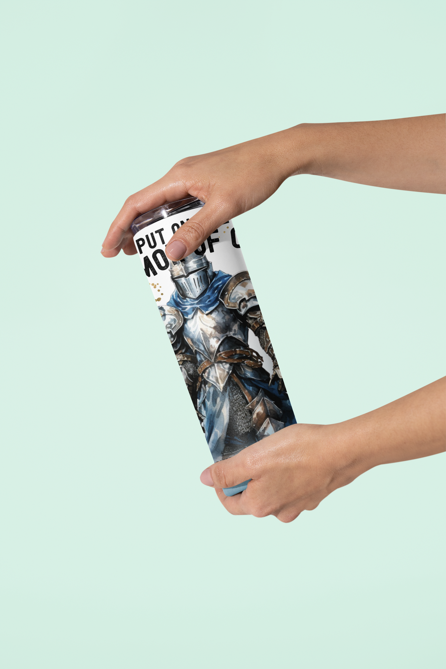 Armor of God Skinny Tumbler, Sublimation Man of Prayer, Warriors Design Christian - River Front Creations Store