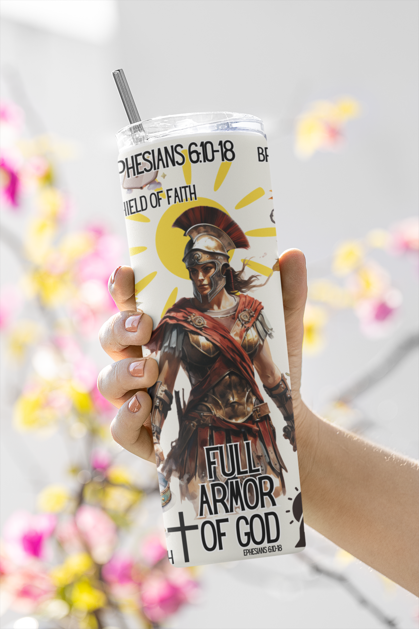 Armor of God Skinny Tumbler, Sublimation Prayer Warriors Design Christian Tumbler - River Front Creations Store