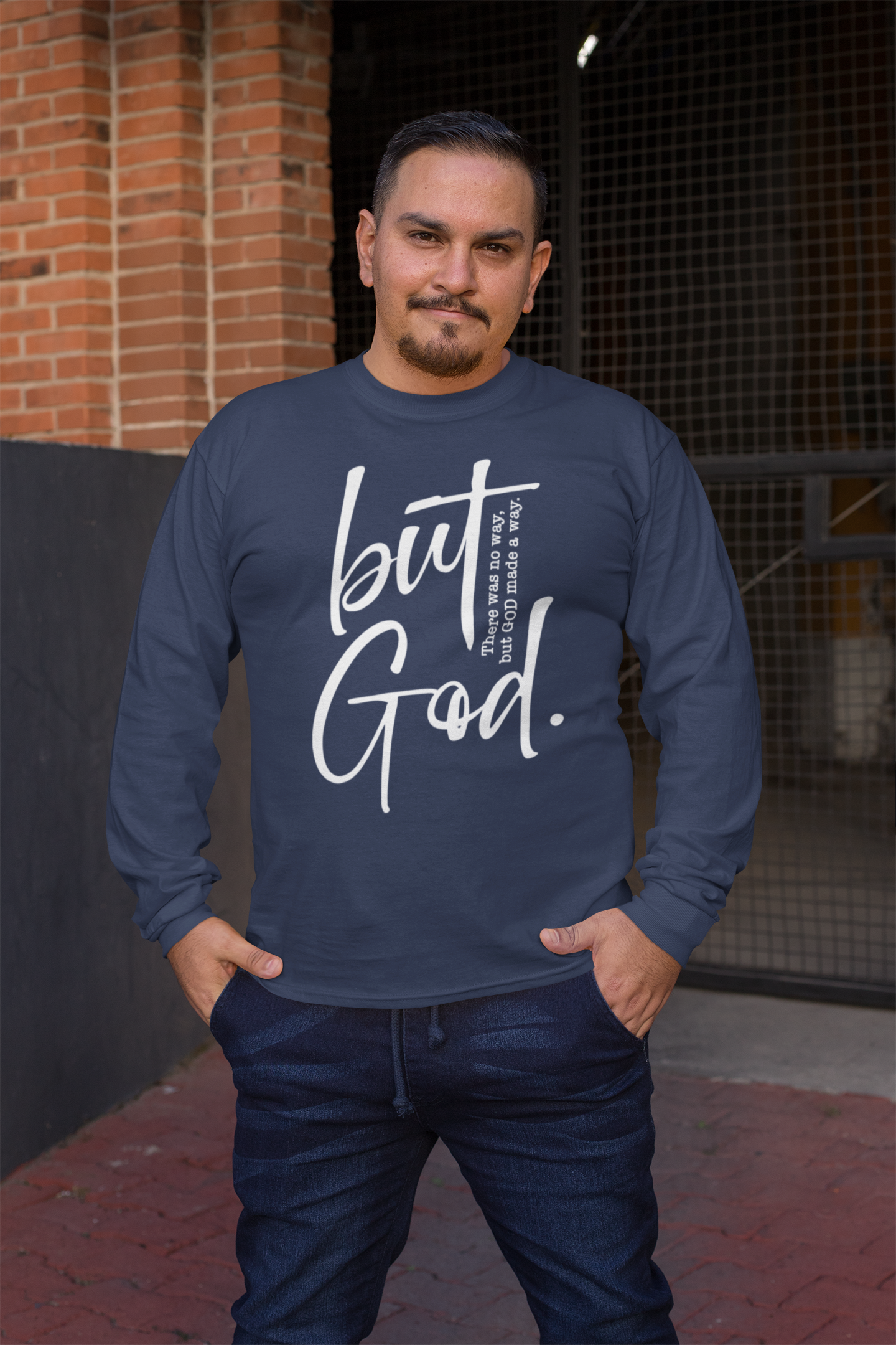 But God Ephesians 3:20 Long Sleeve Tee - Unisex Cotton Shirt - River Front Creations Store