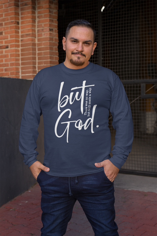 But God Ephesians 3:20 Long Sleeve Tee - Unisex Cotton Shirt - River Front Creations Store