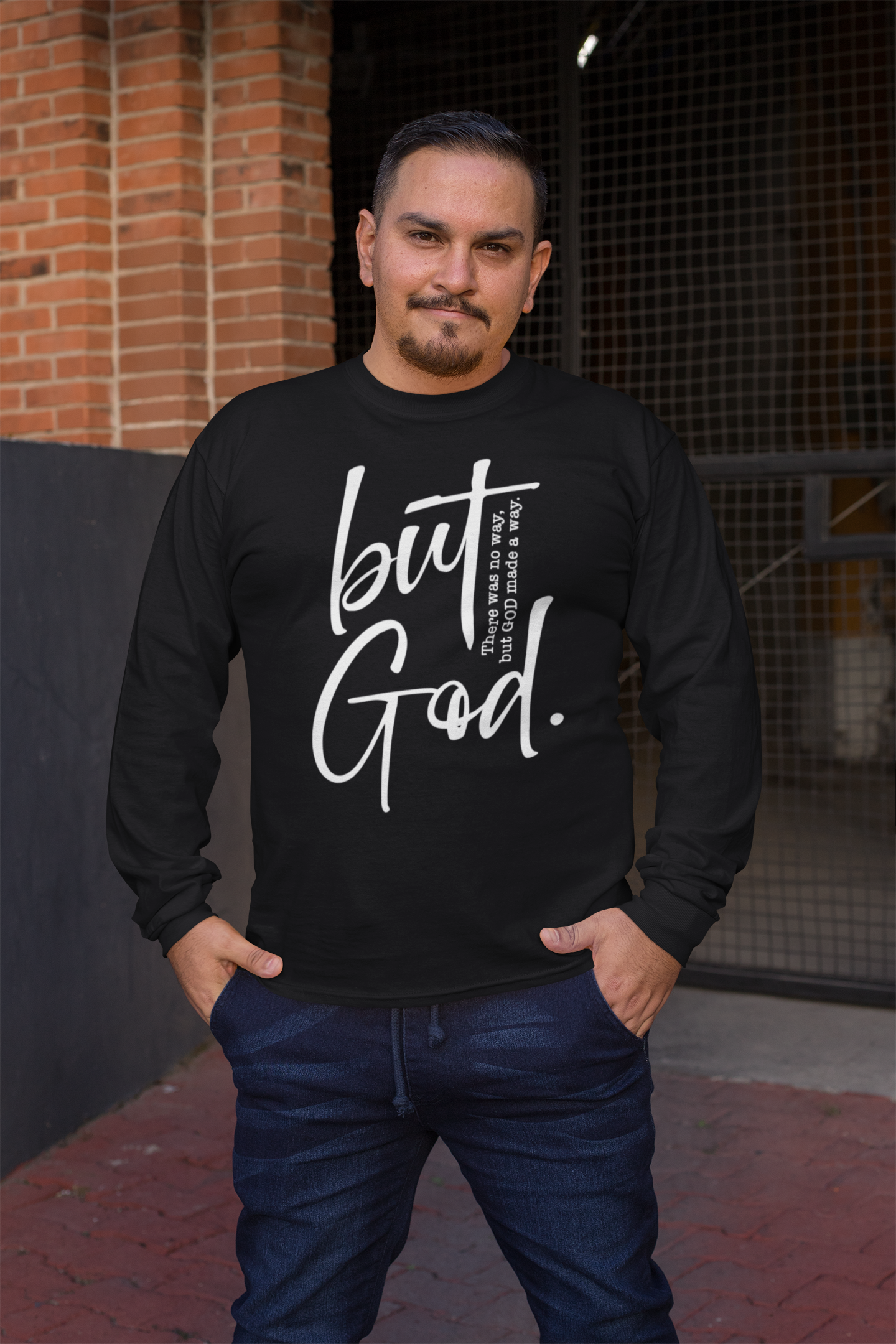 But God Ephesians 3:20 Long Sleeve Tee - Unisex Cotton Shirt - River Front Creations Store