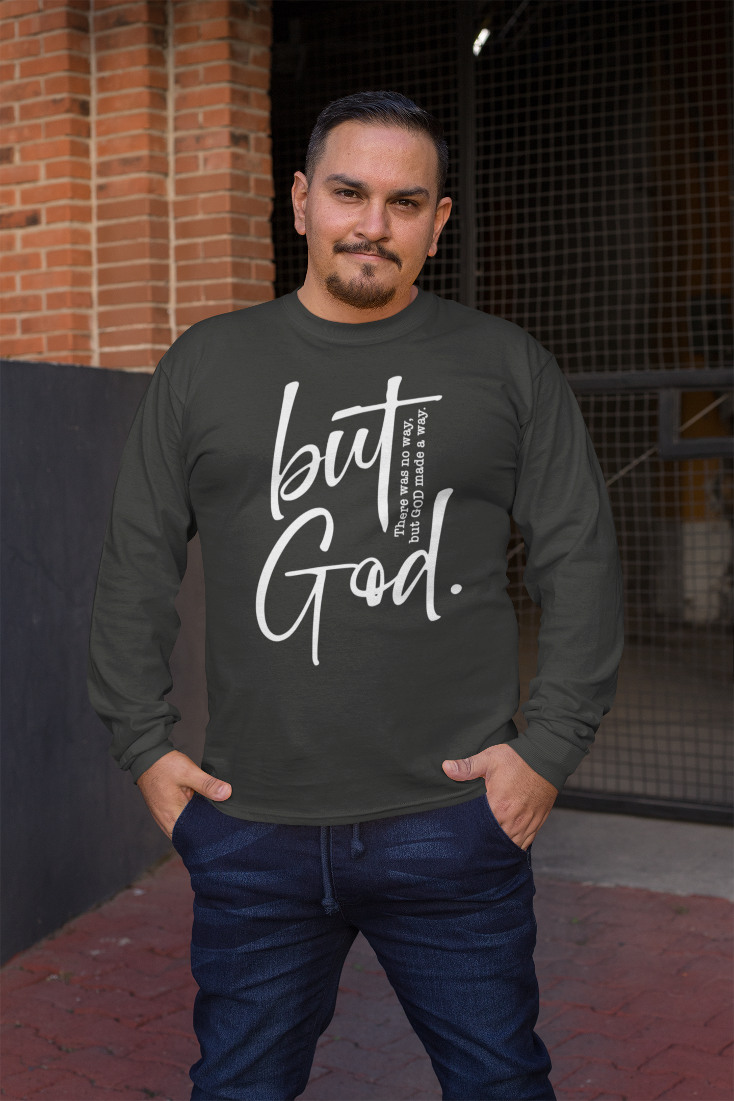 But God Ephesians 3:20 Long Sleeve Tee - Unisex Cotton Shirt - River Front Creations Store