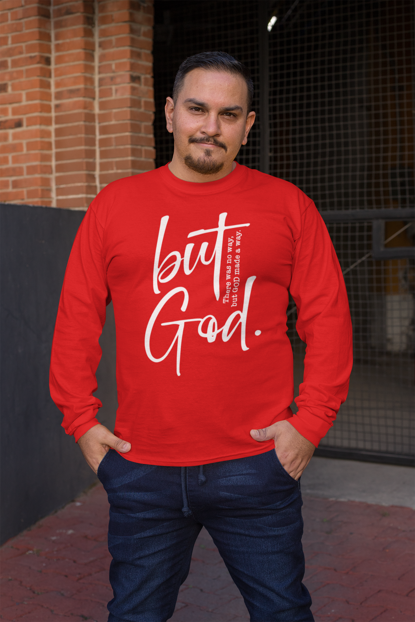 But God Ephesians 3:20 Long Sleeve Tee - Unisex Cotton Shirt - River Front Creations Store
