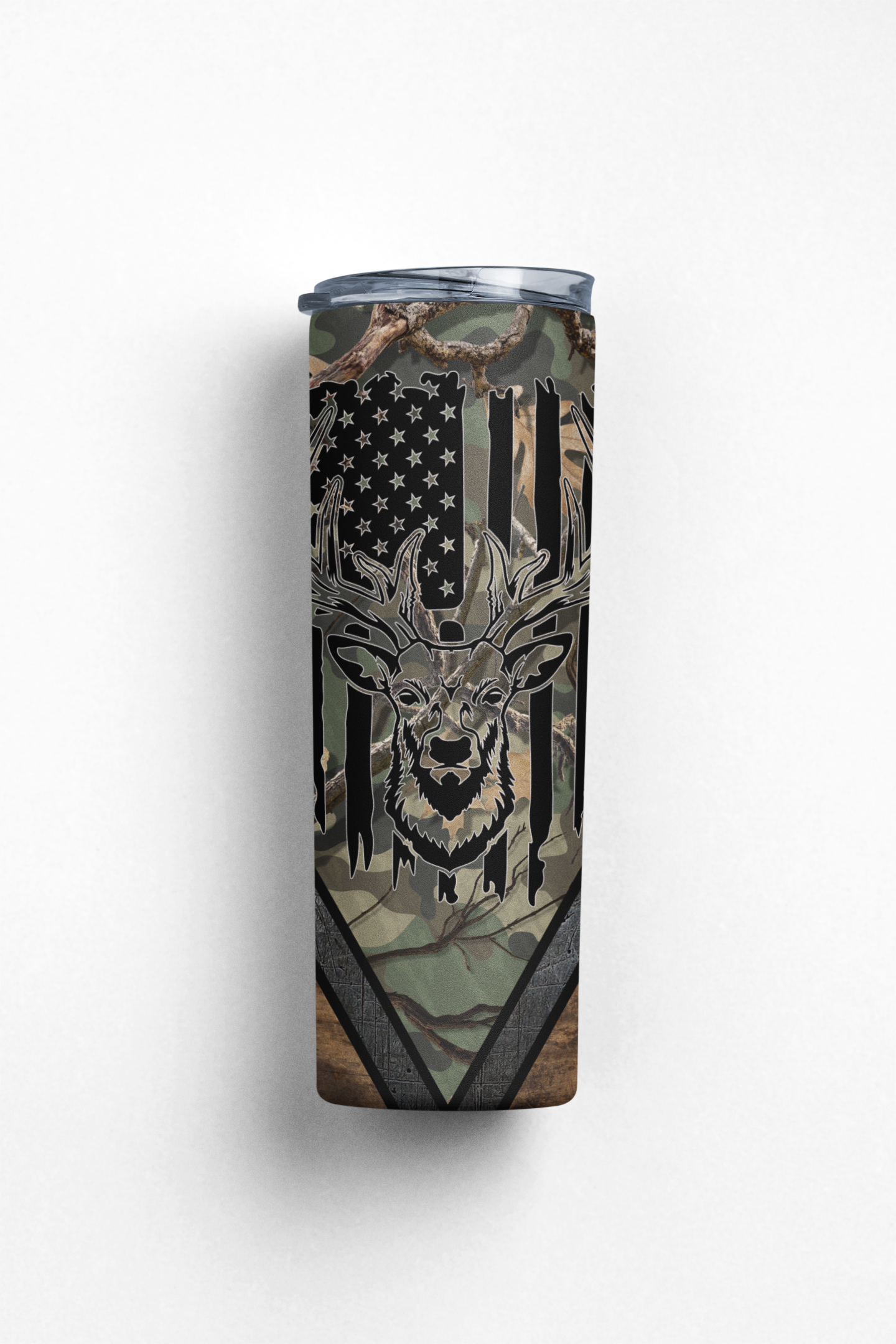 Camo USA Deer Hunting Wood Tumbler, Available in 20oz and 30oz - River Front Creations Store