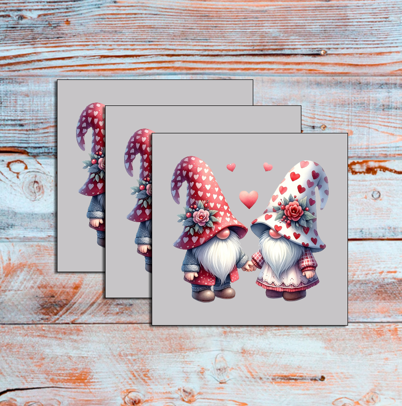 DTF Couples Valentine, Valentine Gnome, Valentine Heart, Valentine, Red Hearts, Colorful DTF, Custom DTF, Direct To Film, Gift, Love - River Front Creations Store