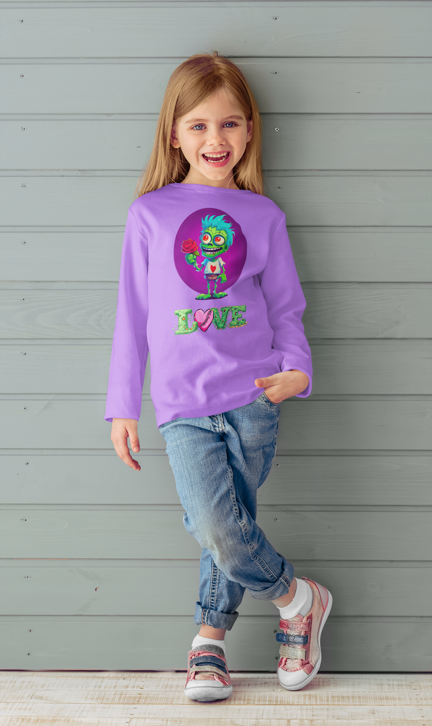 DTF Funny Cartoon Valentine Tee,  Zombie Monster, Valentine, LOVE,  Custom DTF, Direct To Film - River Front Creations Store
