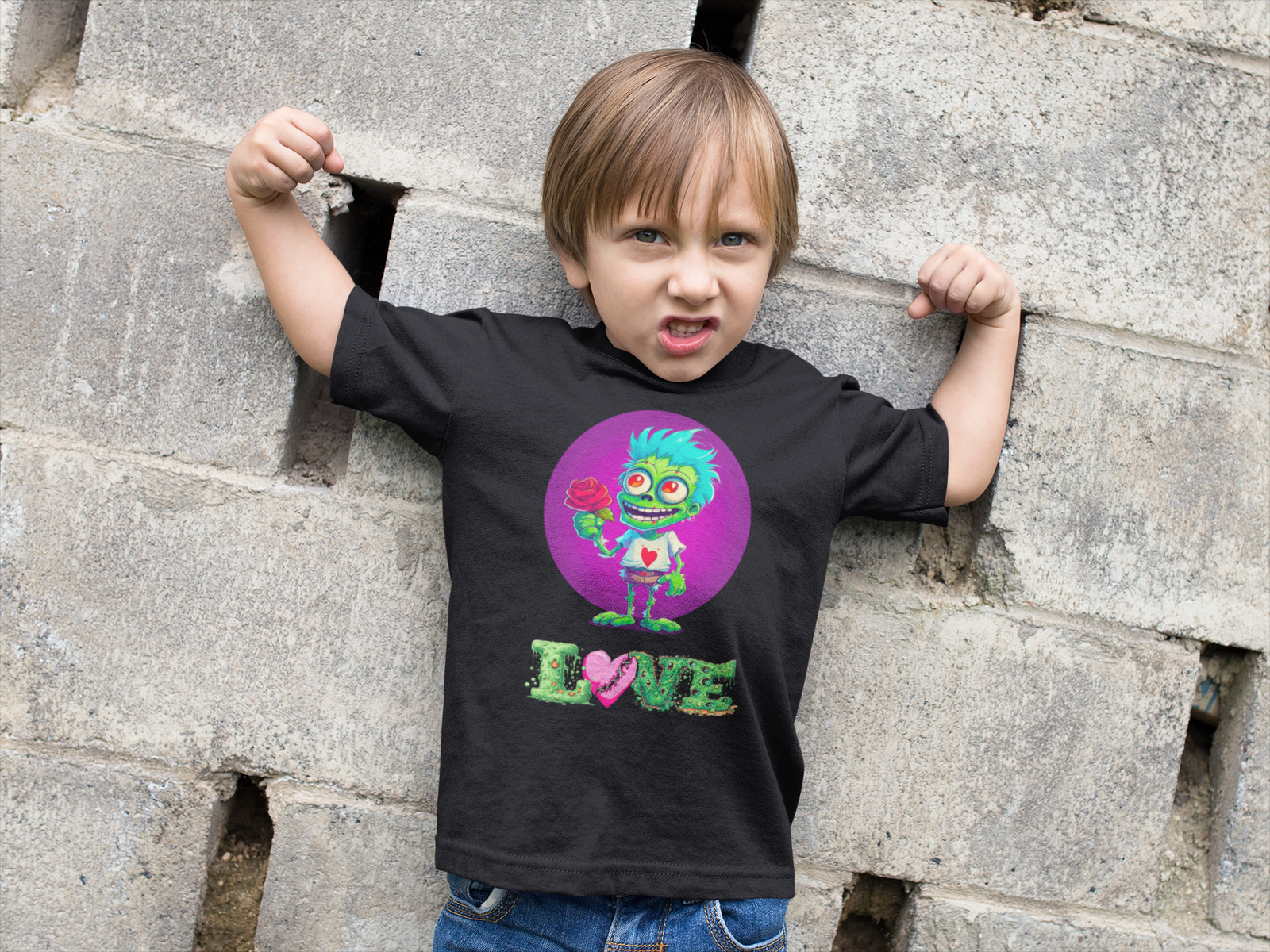 DTF Funny Cartoon Valentine Tee,  Zombie Monster, Valentine, LOVE,  Custom DTF, Direct To Film - River Front Creations Store