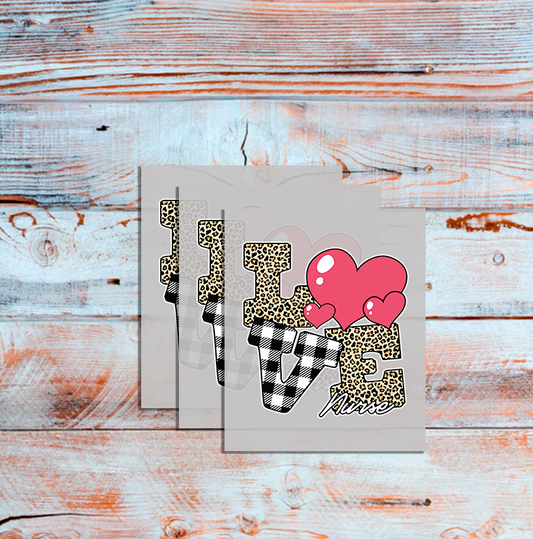 DTF Nurse Love, Red Heart, LOVE, Custom DTF, Direct To Film Transfer, Nurse, Valentine, Valentines, Gift - River Front Creations Store