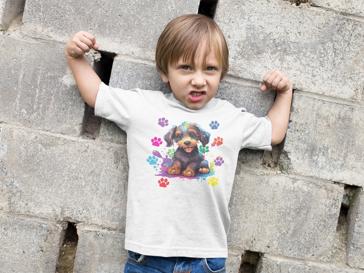 DTF Puppy Dog, Playful, Doggie Paws, Colorful DTF, Custom DTF, Direct To Film Transfer, Gift, Dog Lover, - River Front Creations Store