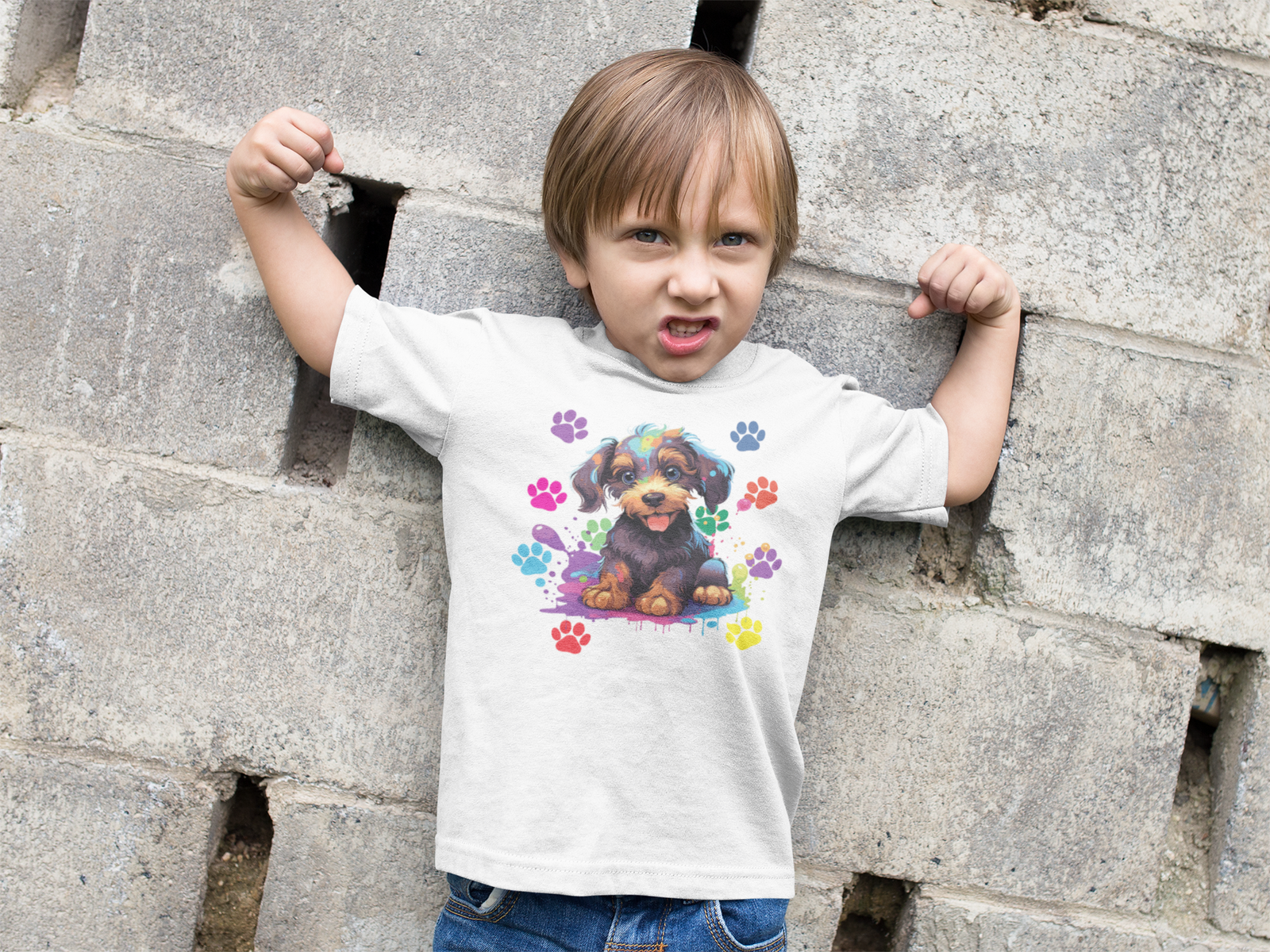 DTF Puppy Dog, Playful, Doggie Paws, Colorful DTF, Custom DTF, Direct To Film Transfer, Gift, Dog Lover, - River Front Creations Store