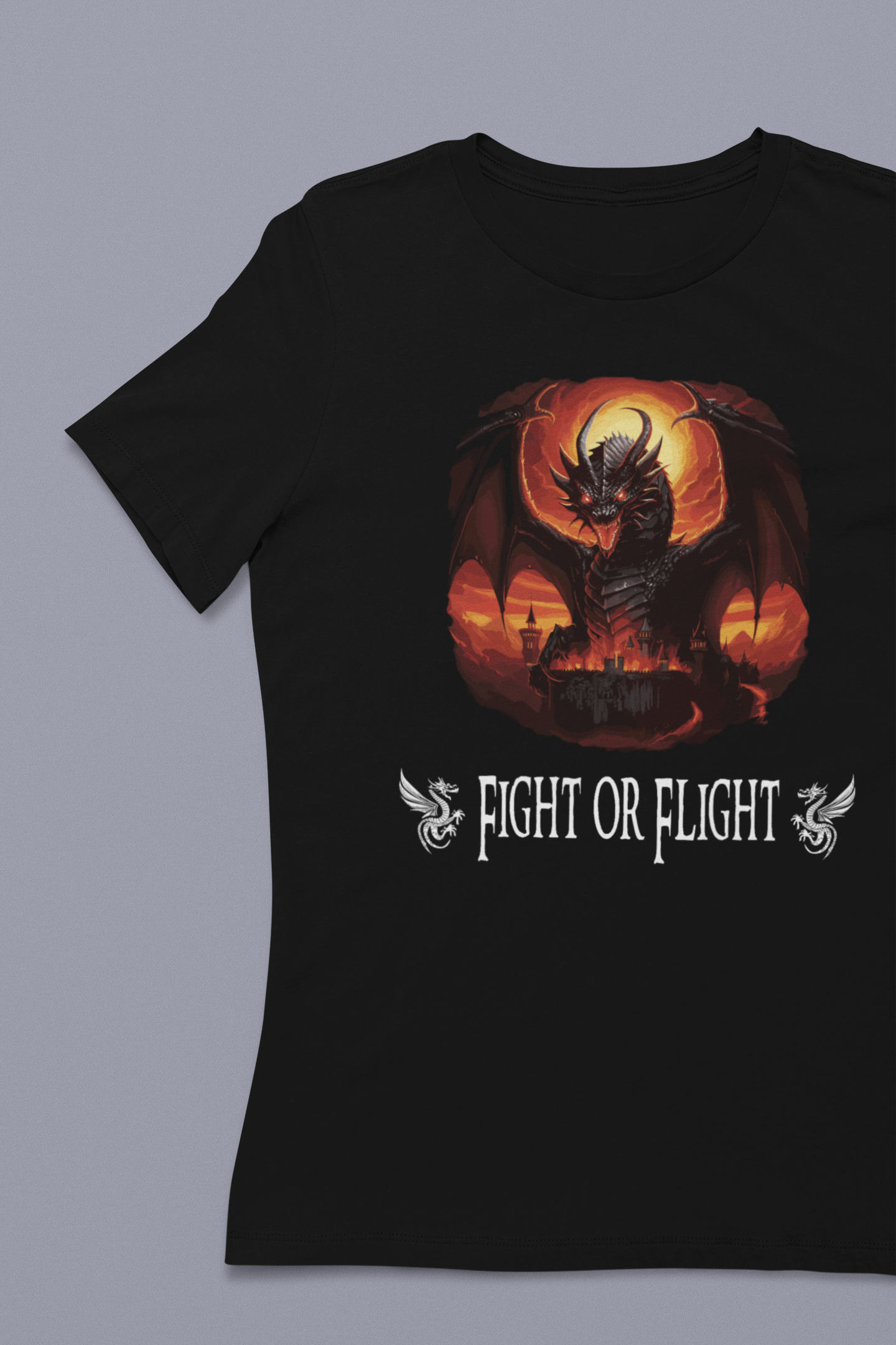 DTF Red Dragon, Role Playing Game, Dungeons, T-shirt, Dragons, Custom DTF, Direct To Film Transfer, Fight or Flight - River Front Creations Store