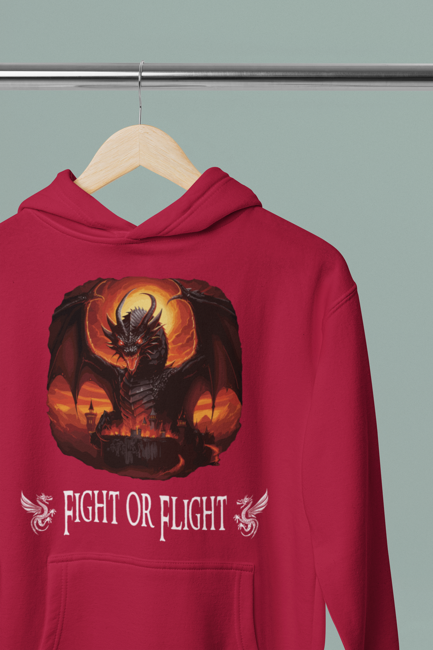 DTF Red Dragon, Role Playing Game, Dungeons, T-shirt, Dragons, Custom DTF, Direct To Film Transfer, Fight or Flight - River Front Creations Store
