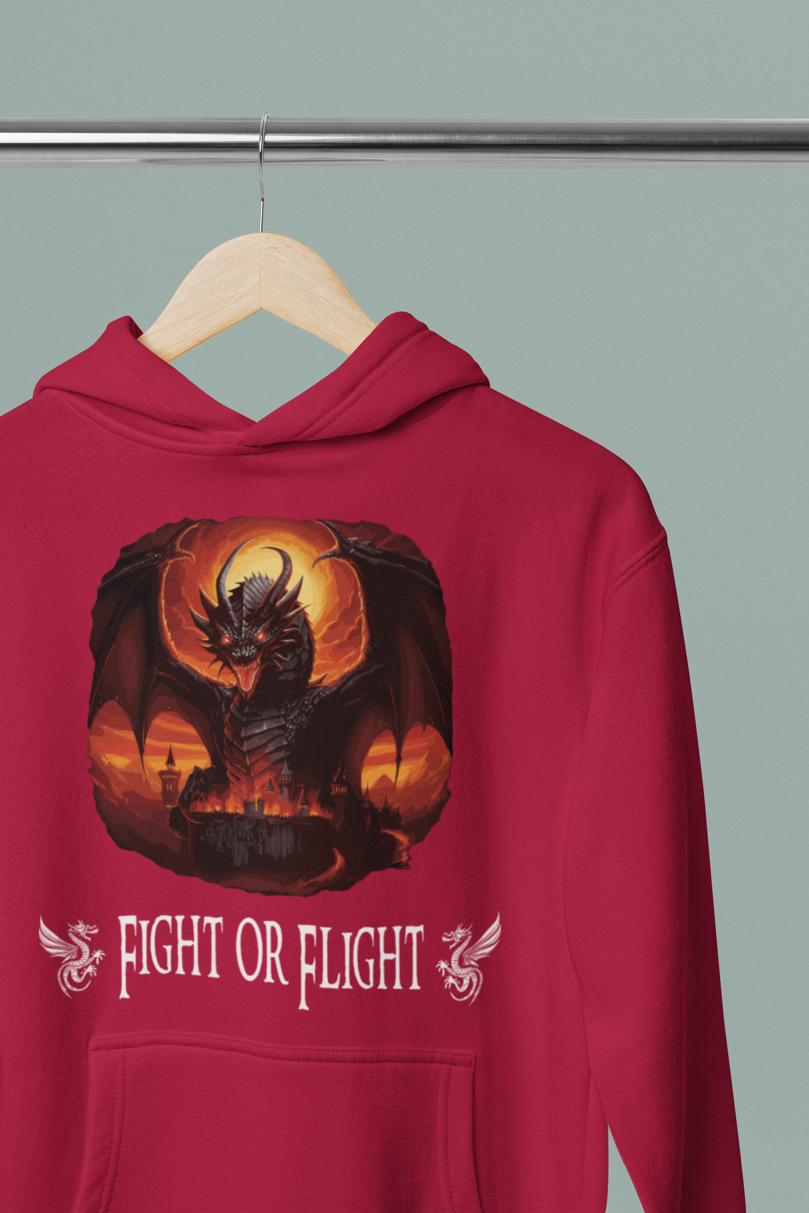 DTF Red Dragon, Role Playing Game, Dungeons, T-shirt, Dragons, Custom DTF, Direct To Film Transfer, Fight or Flight - River Front Creations Store