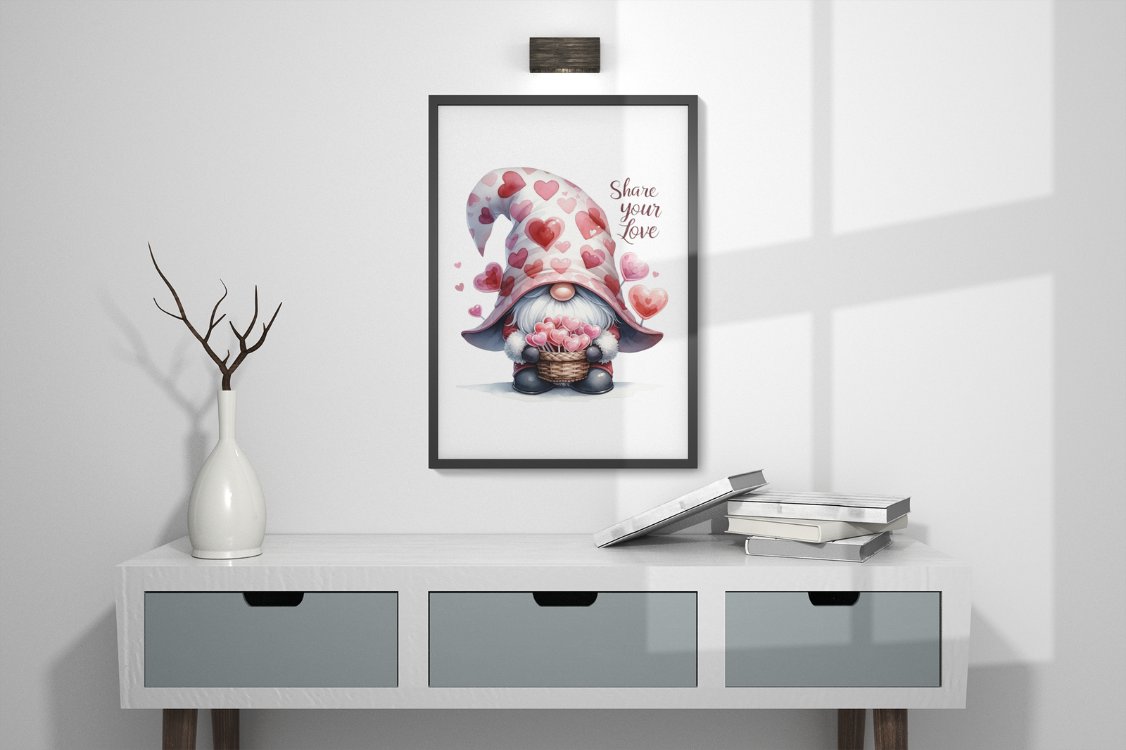 DTF Share Your Love, Valentine Gnome, Valentine Heart, Valentine, Red Hearts, Colorful DTF, Custom DTF, Direct To Film, Gift, - River Front Creations Store