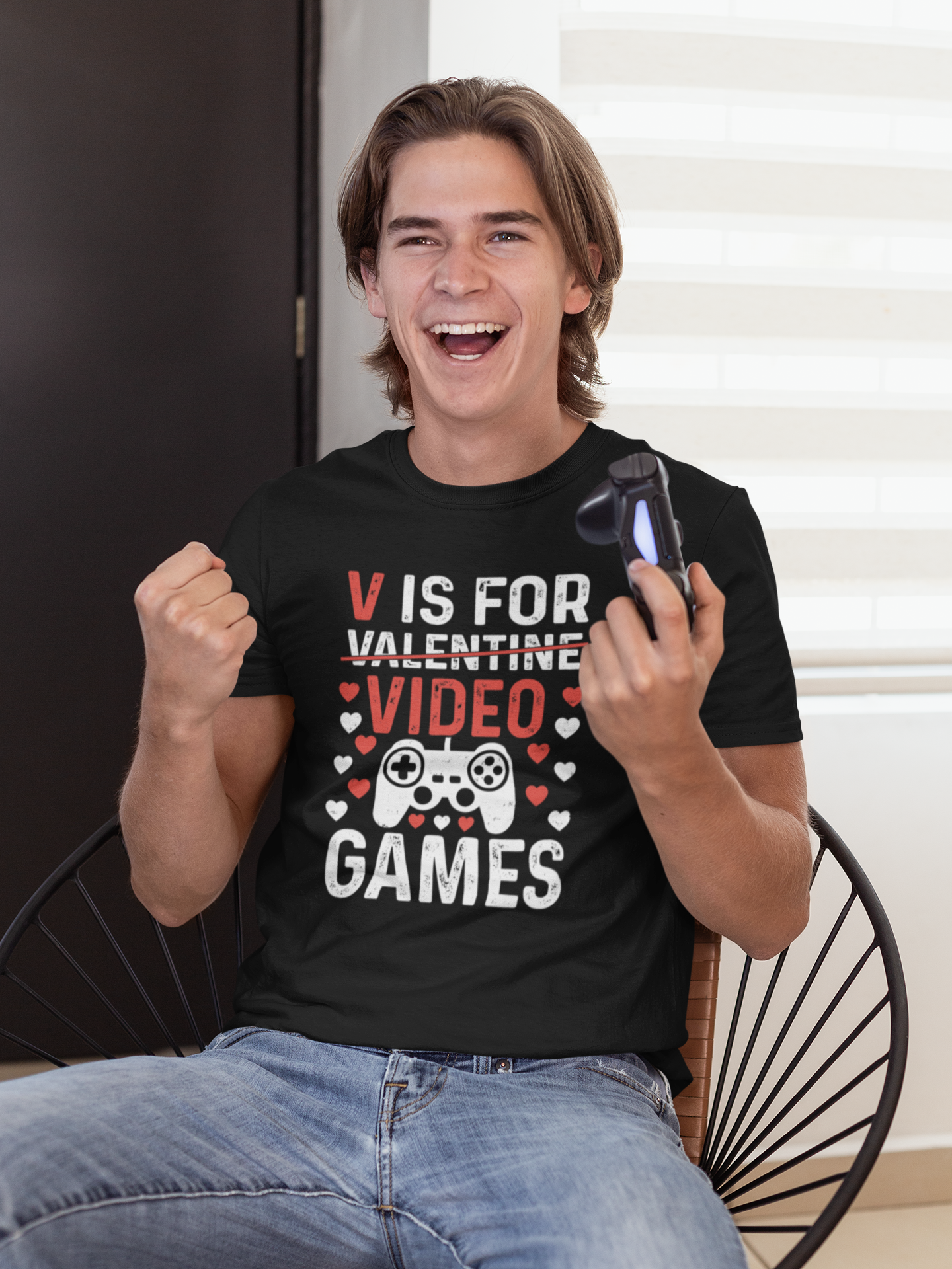 DTF V Is For Video Games, Custom DTF, Direct To Film Transfer, Video Games, Valentines, Valentine, Gift - River Front Creations Store