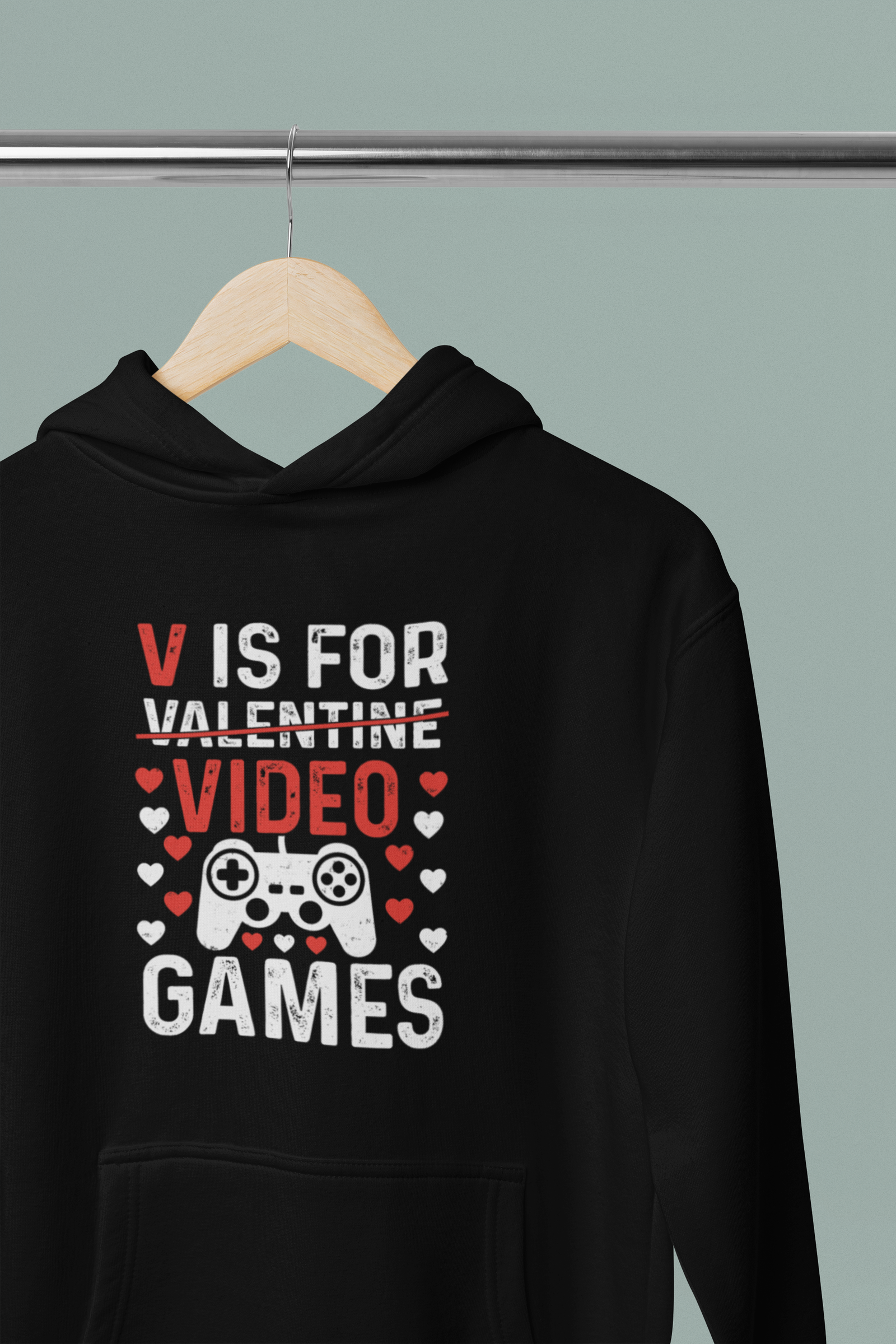 DTF V Is For Video Games, Custom DTF, Direct To Film Transfer, Video Games, Valentines, Valentine, Gift - River Front Creations Store