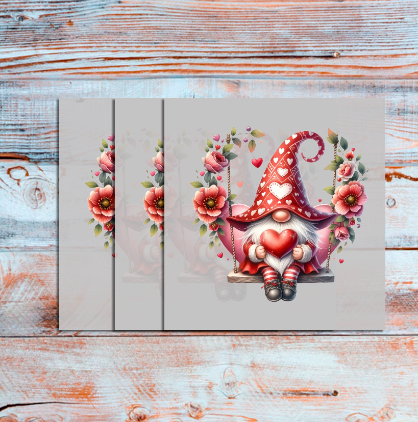 DTF Valentine Gnome, Flowers, Valentine Heart, Valentine, Red Hearts Colorful DTF, Custom DTF, Direct To Film, Gift, - River Front Creations Store