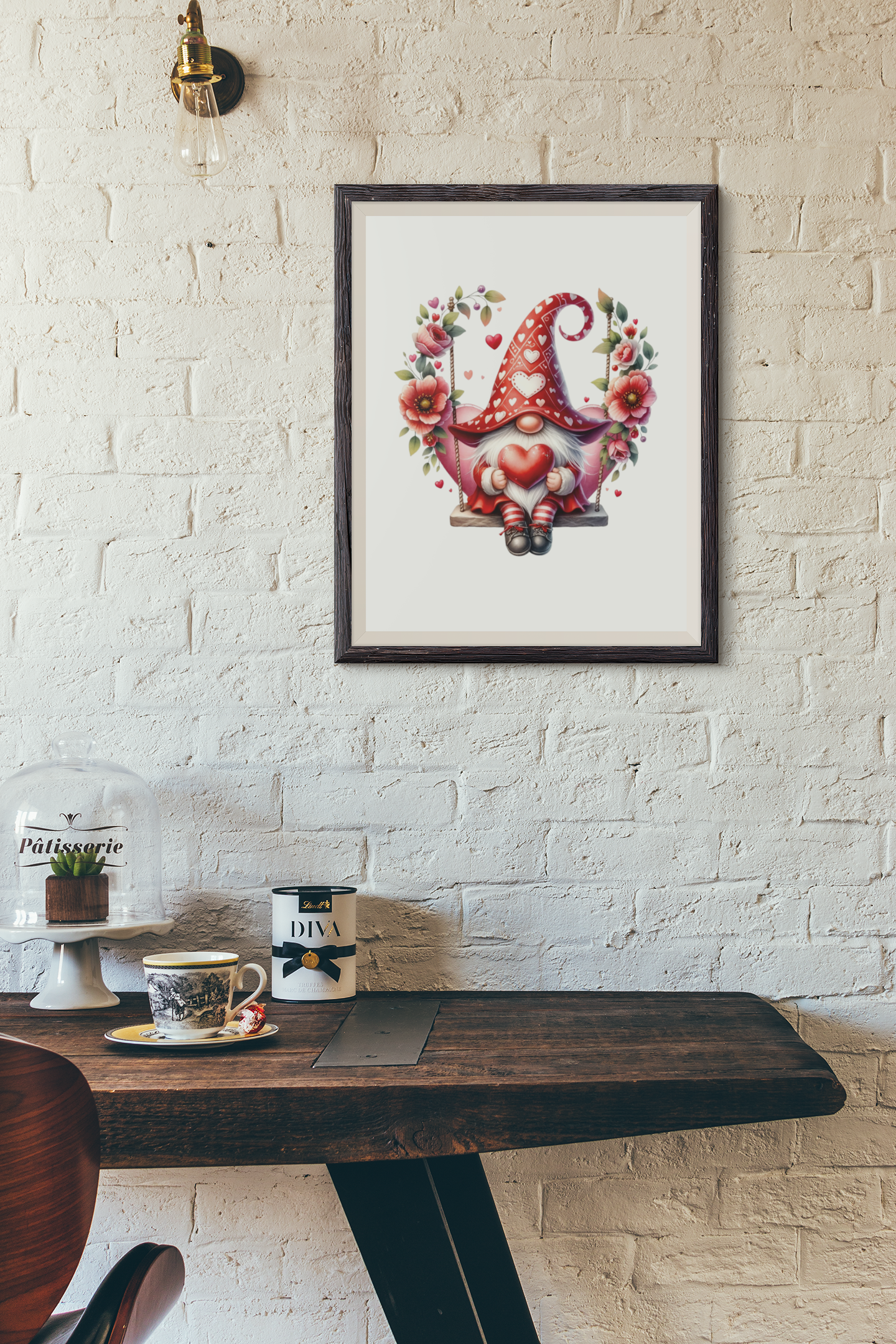 DTF Valentine Gnome, Flowers, Valentine Heart, Valentine, Red Hearts Colorful DTF, Custom DTF, Direct To Film, Gift, - River Front Creations Store