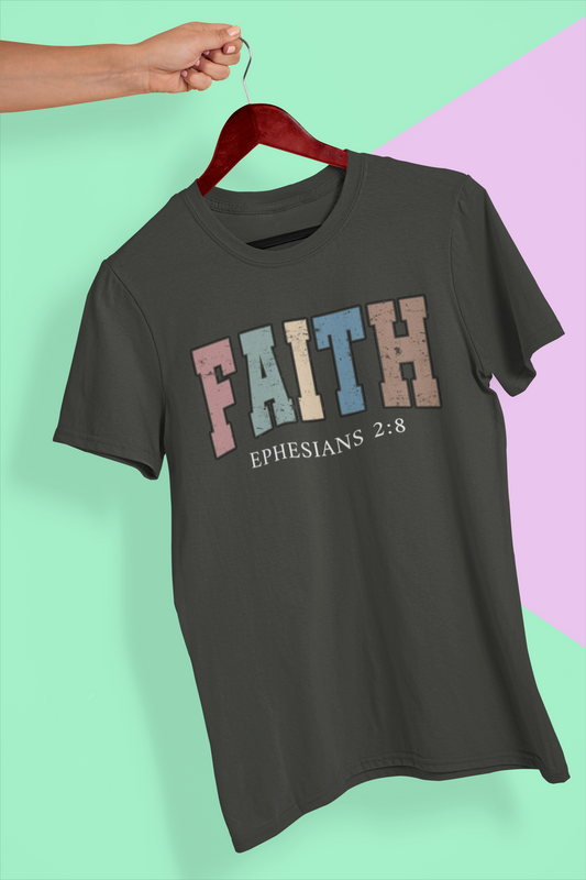 Faith - Ephesians 2:8 Unisex Heavy Cotton Tee - River Front Creations Store
