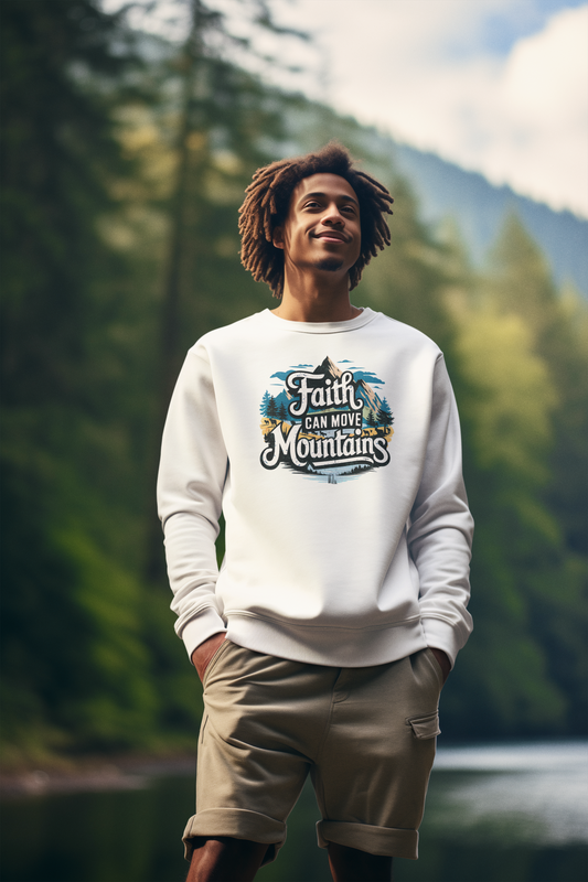 Faith Can Move Mountains Crewneck Sweatshirt | Inspirational Unisex Apparel - River Front Creations Store