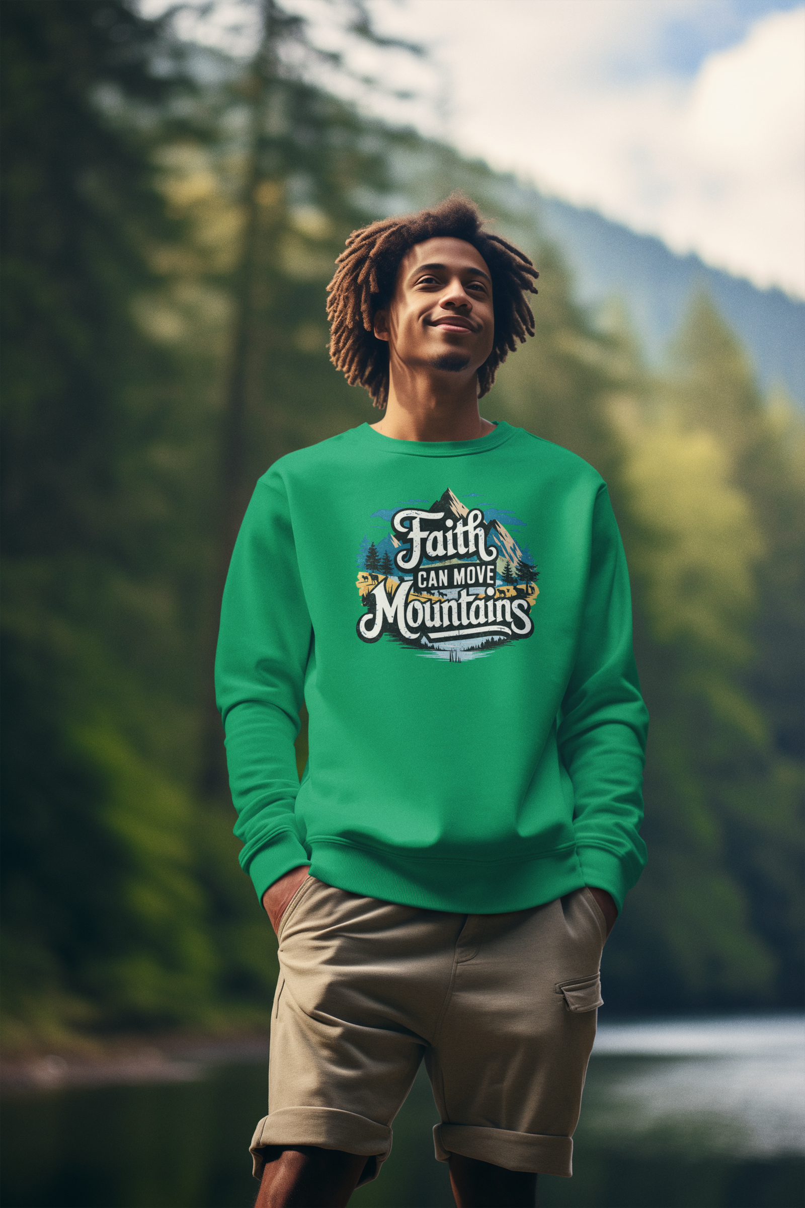 Faith Can Move Mountains Crewneck Sweatshirt | Inspirational Unisex Apparel - River Front Creations Store