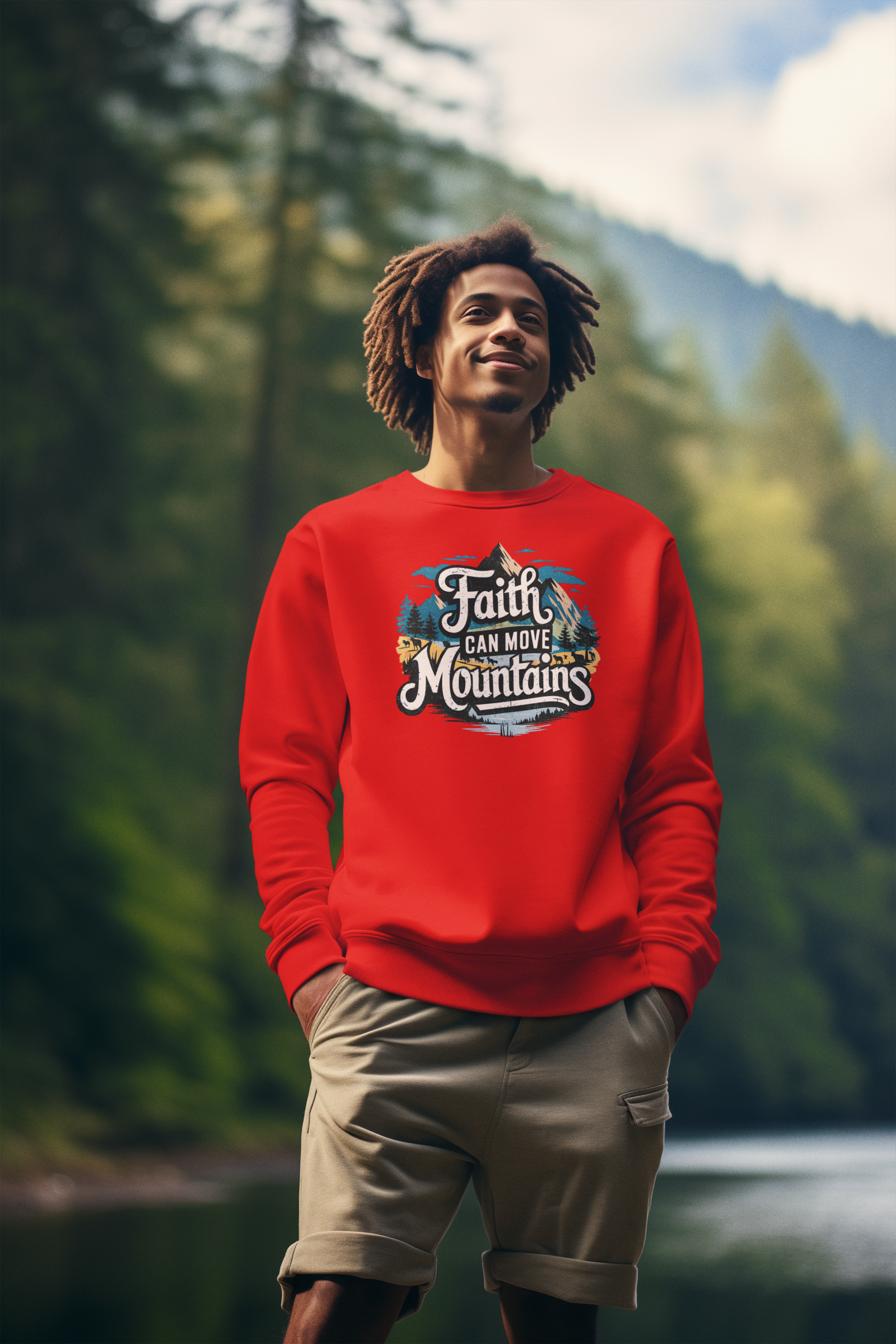 Faith Can Move Mountains Crewneck Sweatshirt | Inspirational Unisex Apparel - River Front Creations Store