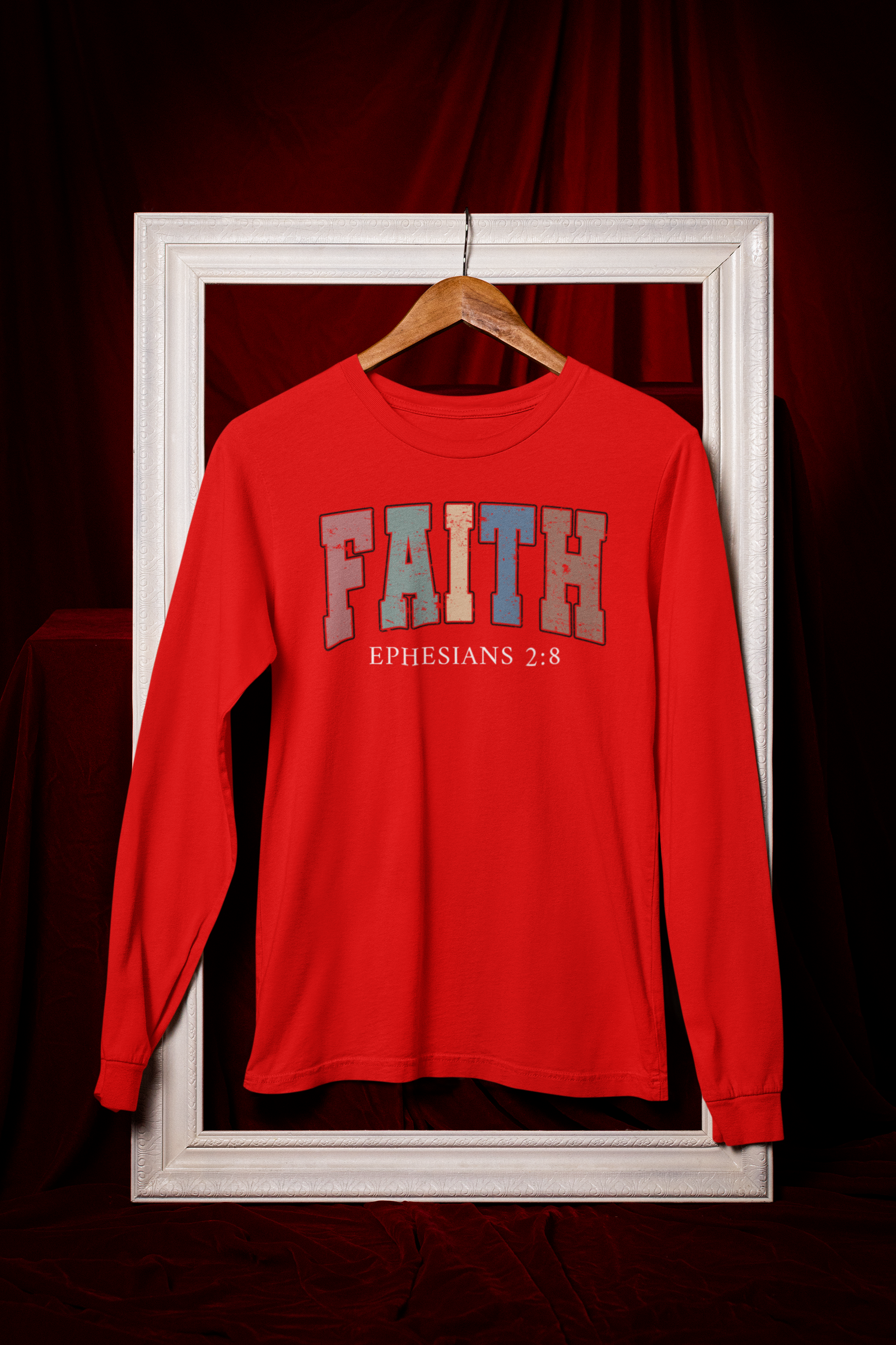 Faith Ephesians 2:8 Long Sleeve Tee Unisex Cotton Shirt - River Front Creations Store