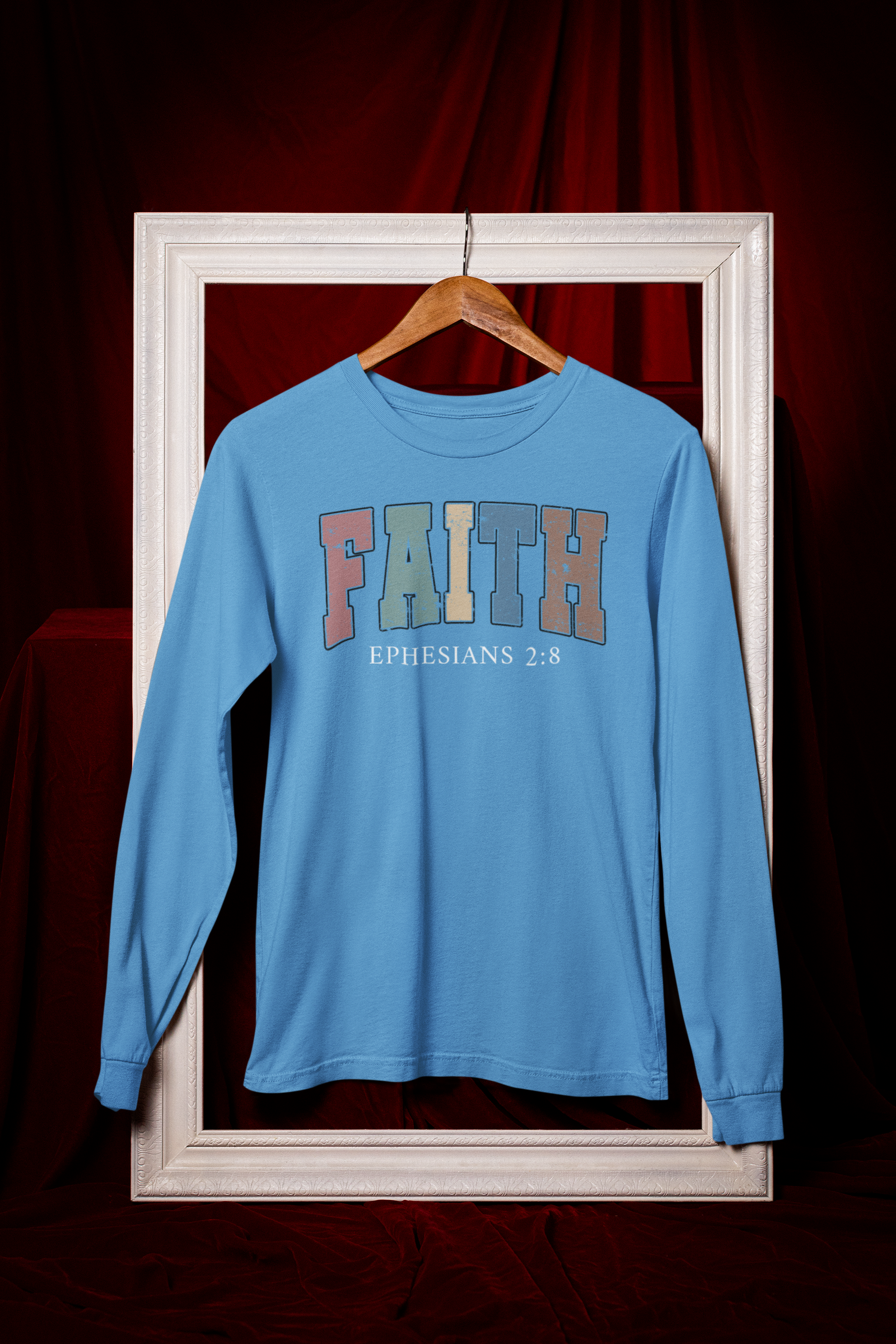 Faith Ephesians 2:8 Long Sleeve Tee Unisex Cotton Shirt - River Front Creations Store