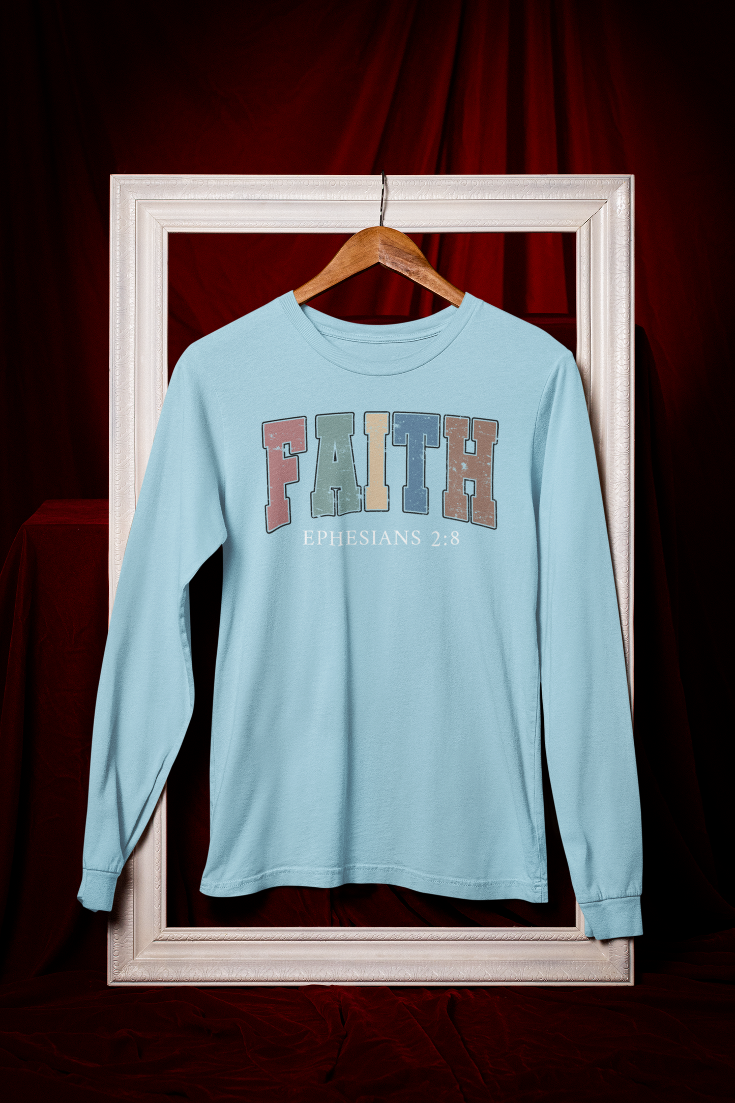 Faith Ephesians 2:8 Long Sleeve Tee Unisex Cotton Shirt - River Front Creations Store