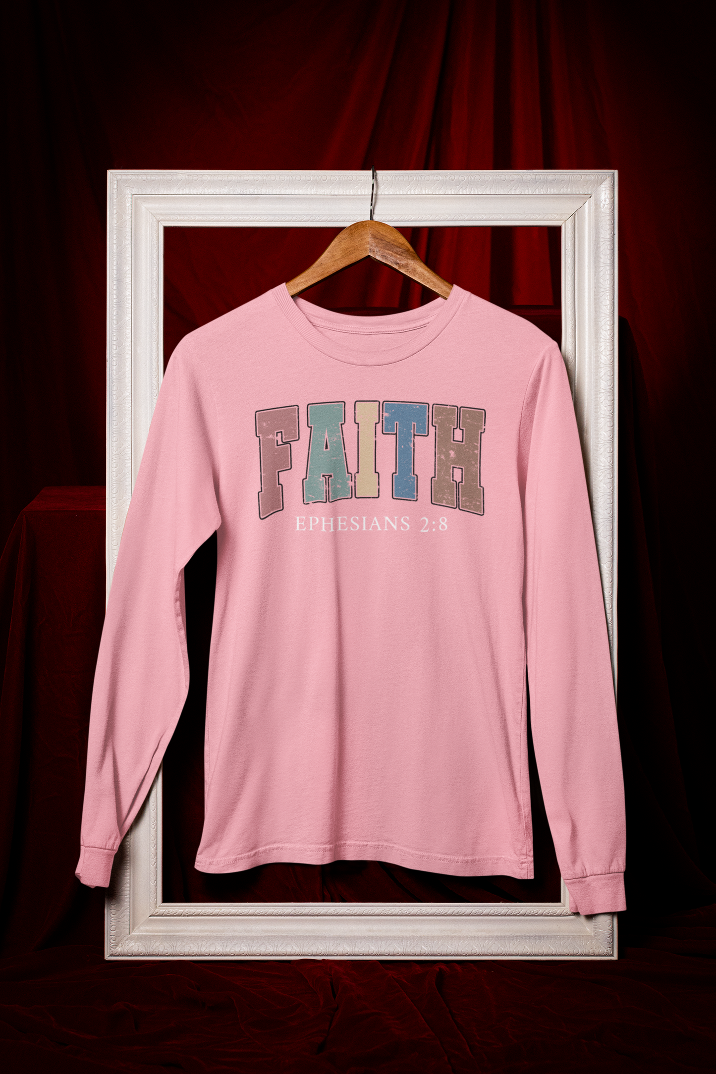 Faith Ephesians 2:8 Long Sleeve Tee Unisex Cotton Shirt - River Front Creations Store