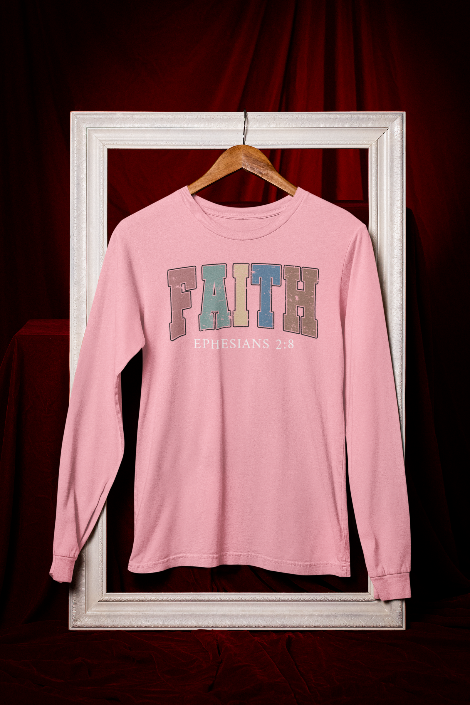 Faith Ephesians 2:8 Long Sleeve Tee Unisex Cotton Shirt - River Front Creations Store