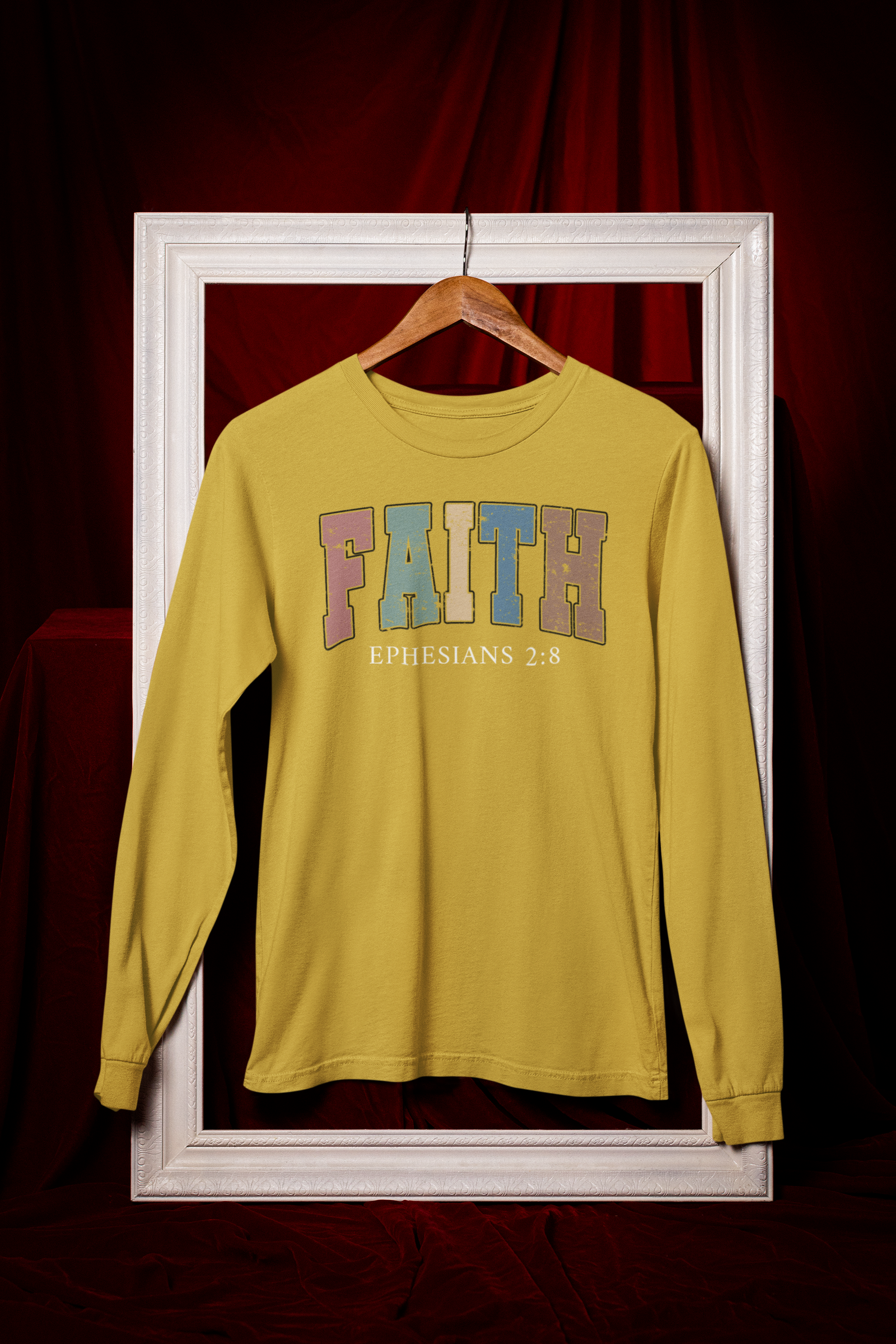 Faith Ephesians 2:8 Long Sleeve Tee Unisex Cotton Shirt - River Front Creations Store