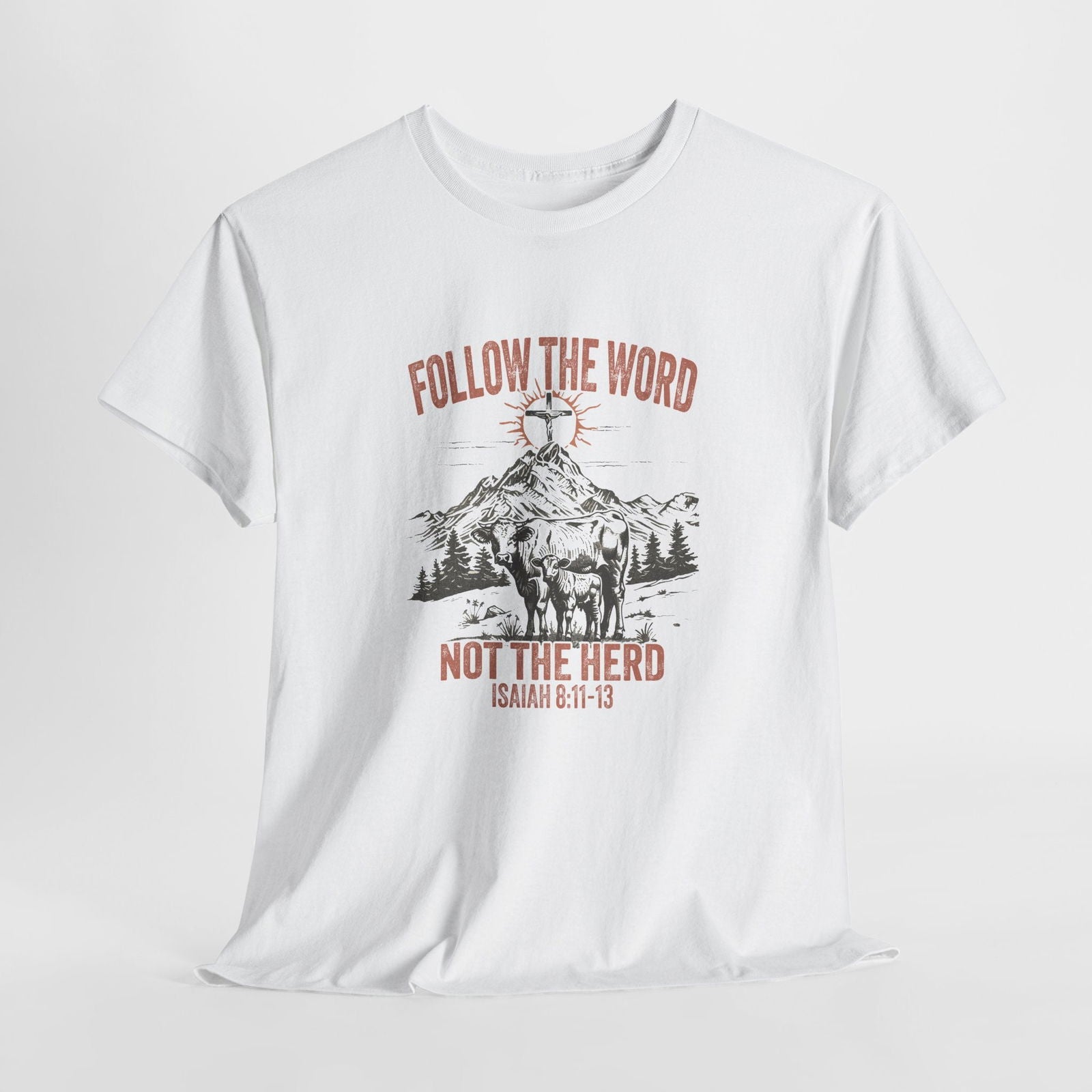 Follow The Word Not The Herd Unisex Heavy Cotton Tee - "Follow the Word, Not the Herd" Isaiah 81:13 - River Front Creations Store