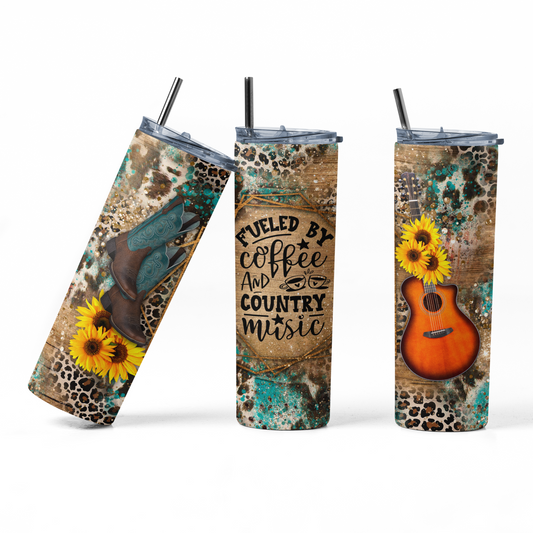 Fueled By Coffee and Country Music Stainless Steel Tumbler - River Front Creations Store