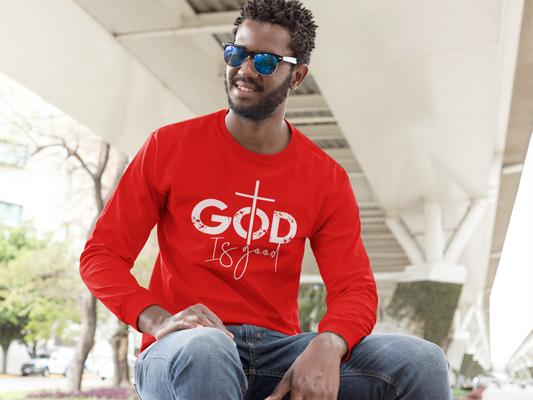'God Is Good' Christian Long Sleeve Tee - River Front Creations Store