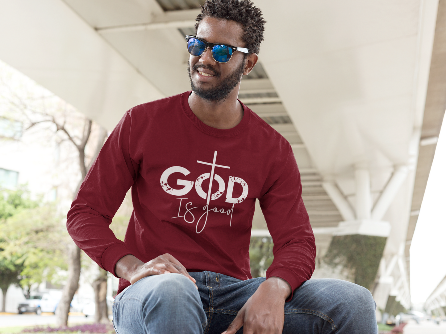 'God Is Good' Christian Long Sleeve Tee - River Front Creations Store