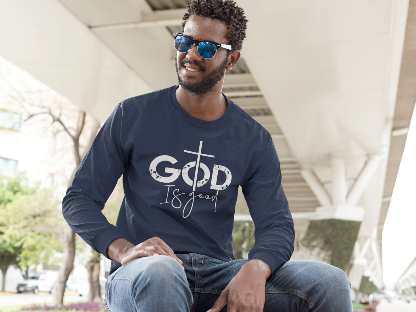 'God Is Good' Christian Long Sleeve Tee - River Front Creations Store